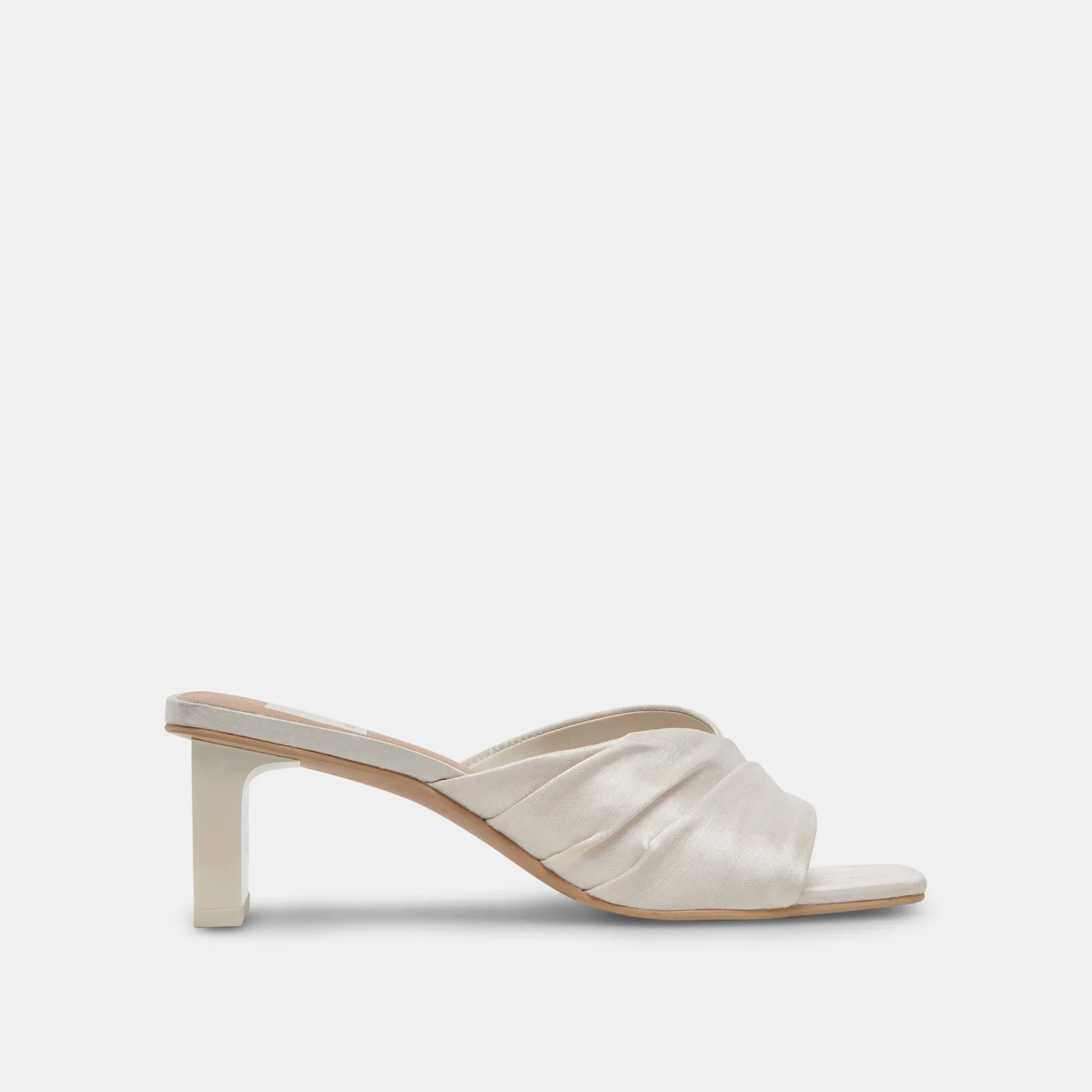 Market Walk Off Duty CARLAN HEELS OFF WHITE SILK