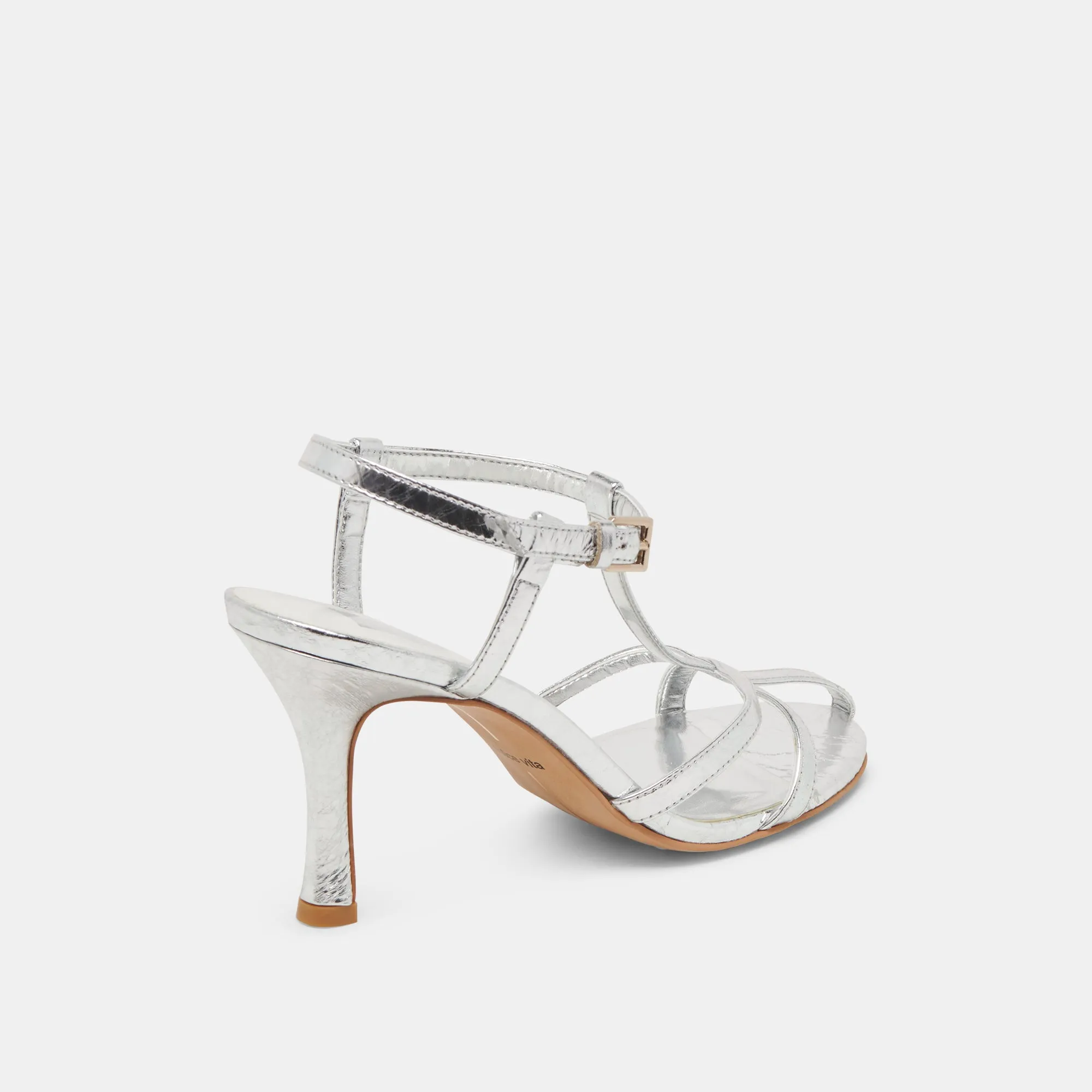 Durable Sole LIANE HEELS SILVER DISTRESSED LEATHER