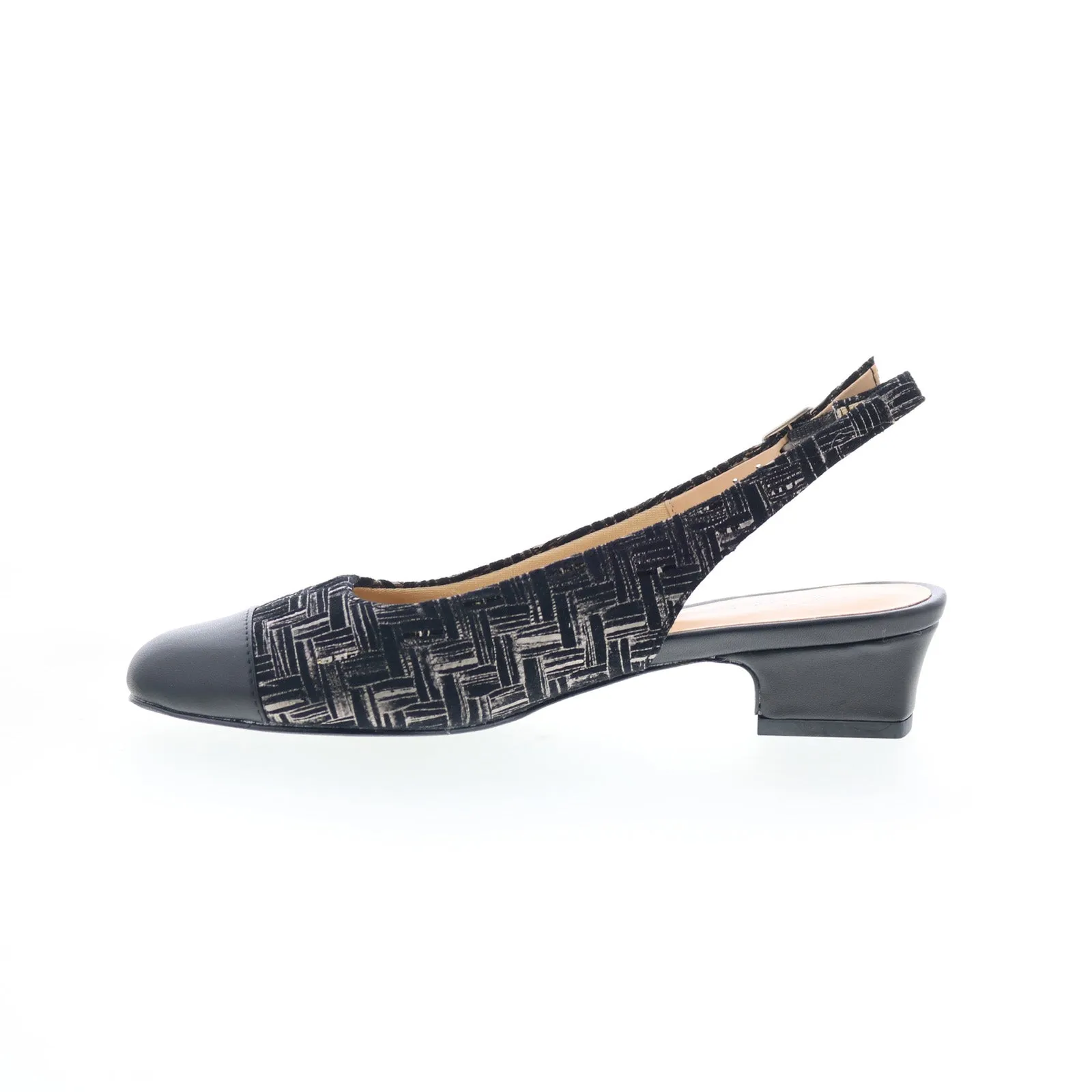 Trotters Dea T7001-013 Womens Black Narrow Leather Slingback Heels Shoes Comfort Technology