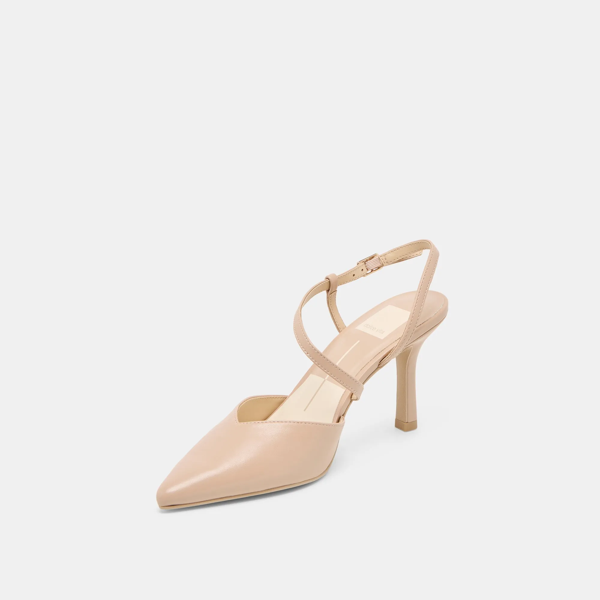 KAMRA HEELS BEIGE LEATHER High Density Easy Slip On
