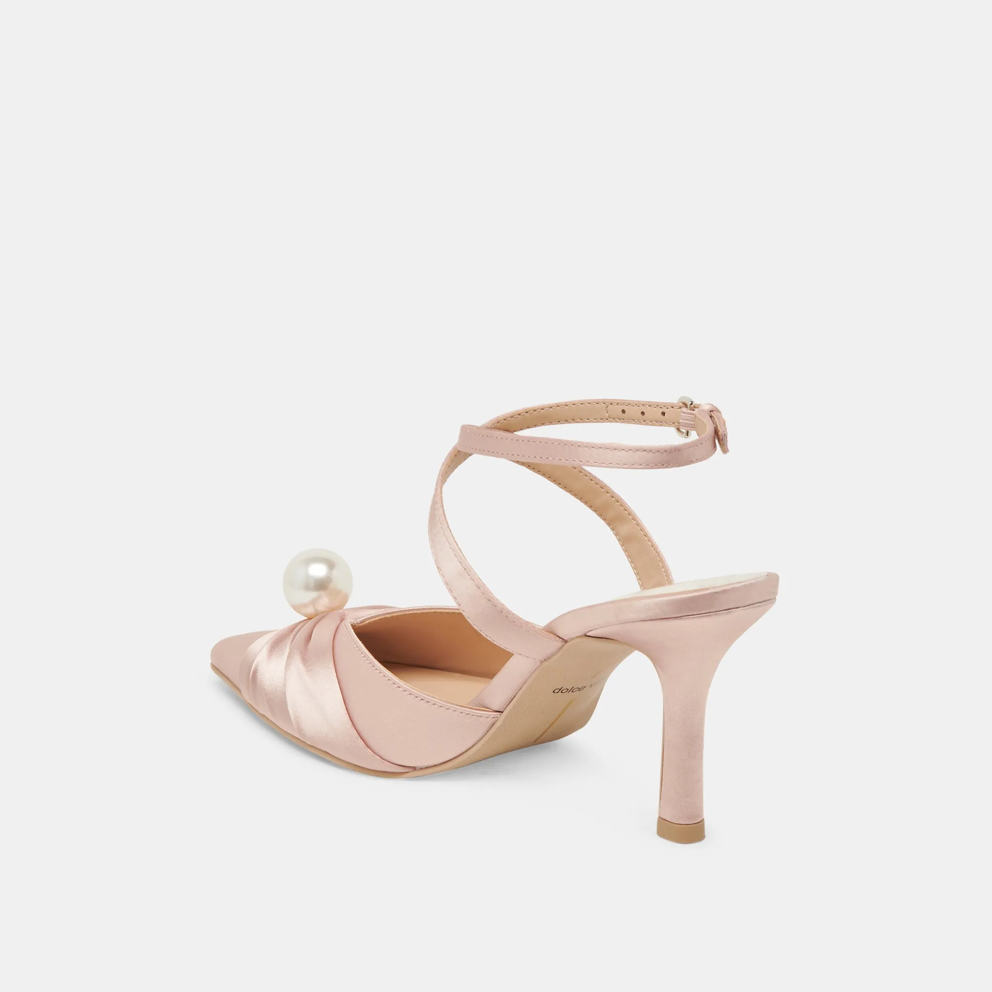 KAYSEY HEELS LT BLUSH SATIN Suede Heels Retro Stilettos