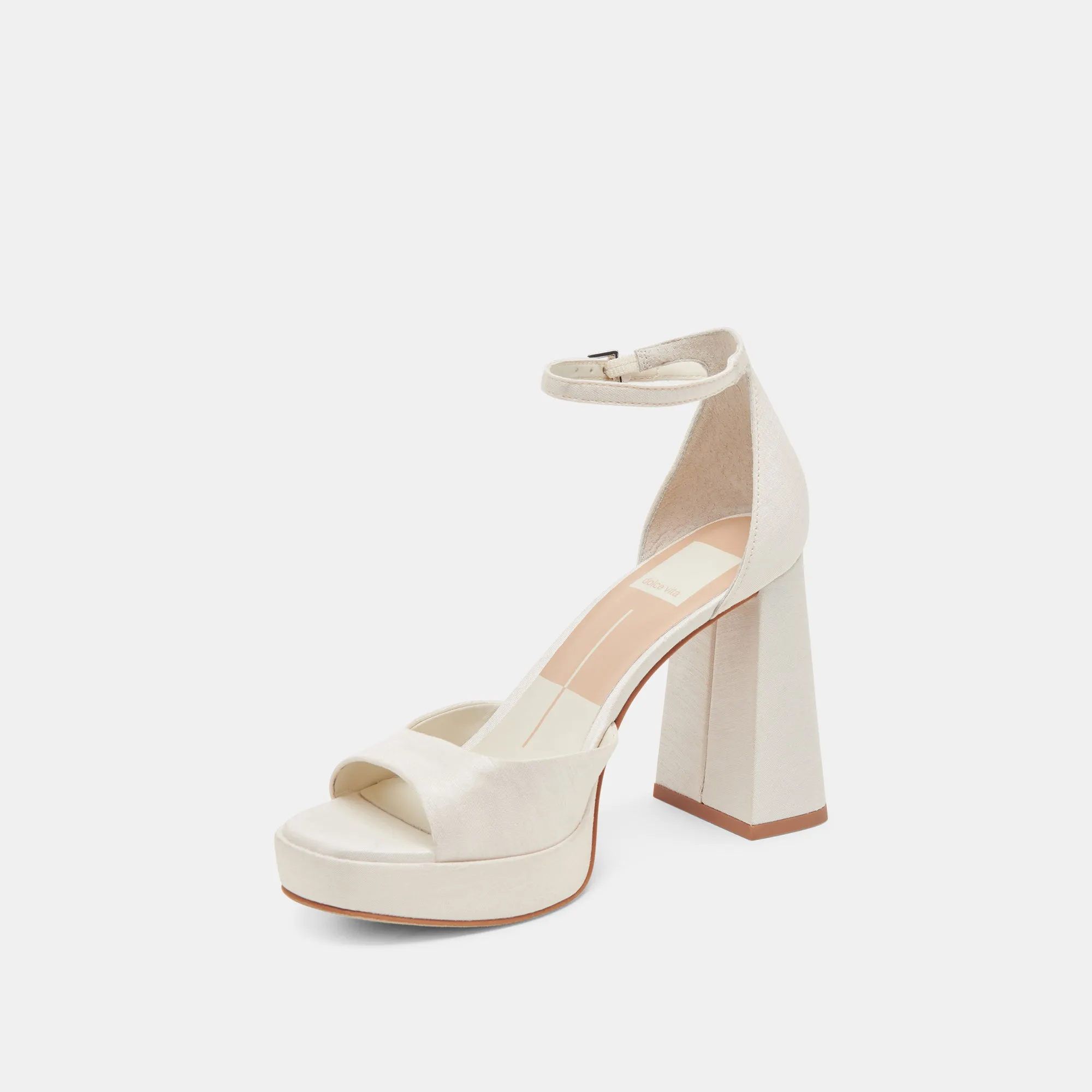 Vegan Wedding Heels PANDRO WIDE HEELS WHITE SATIN