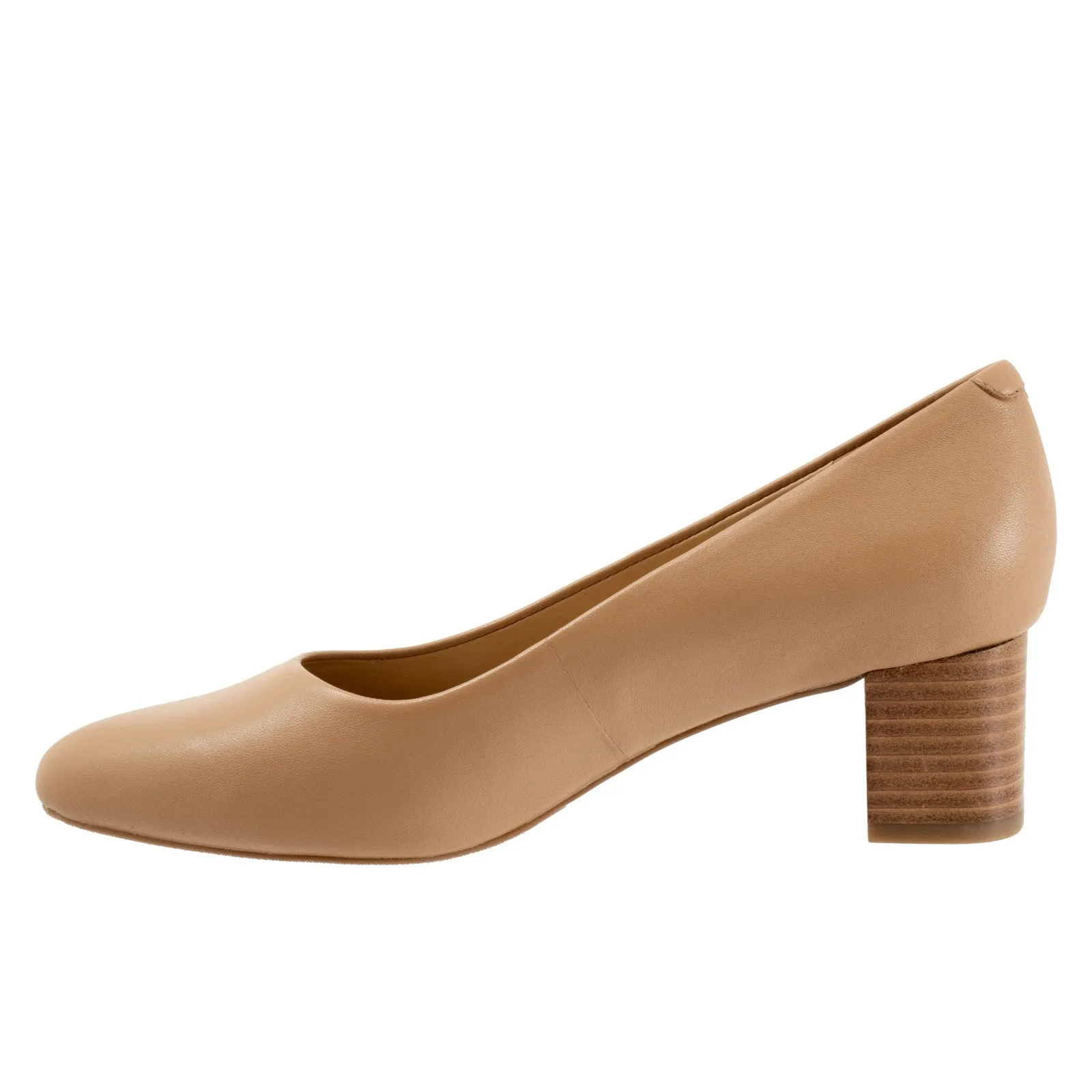 Romantic Heels Trotters Kari T1856-145 Womens Beige Wide Leather Slip On Pumps Heels Shoes