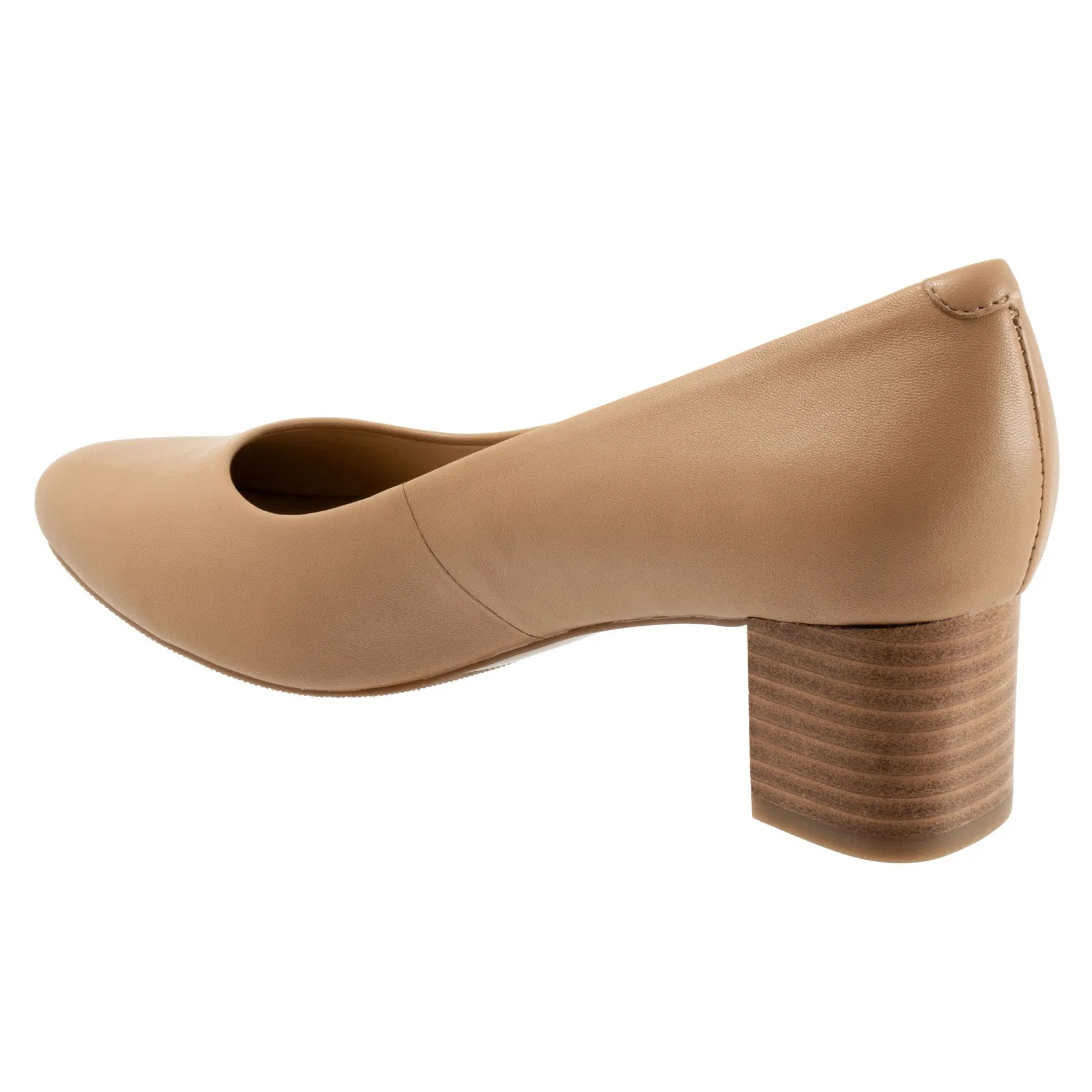 Ballet-Inspired Heels Trotters Kari T1856-145 Womens Beige Wide Leather Slip On Pumps Heels Shoes