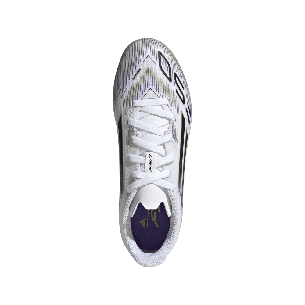 Adidas F50 League FG/MG Jnr Football Boots (White/Black/Metallic Gold) Classic