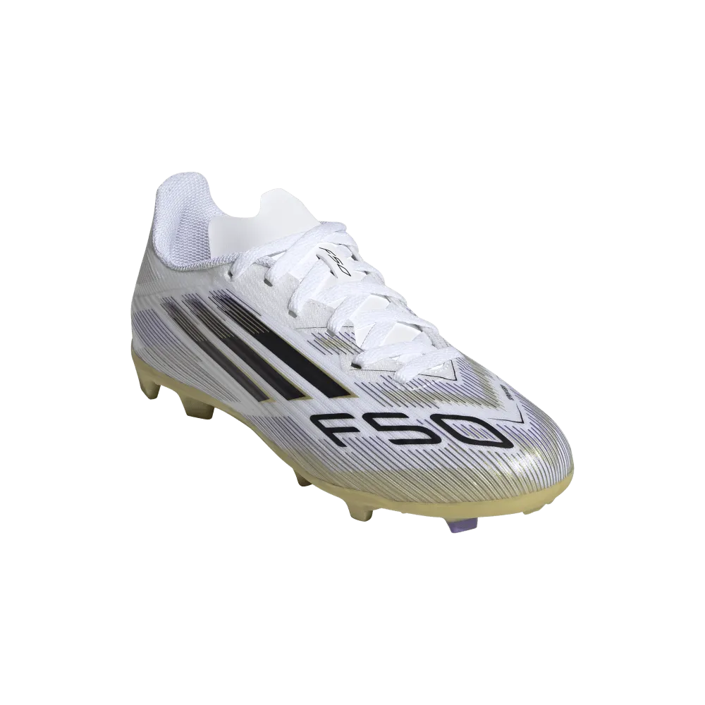 Adidas F50 League FG/MG Jnr Football Boots (White/Black/Metallic Gold) Graphic Volleyball