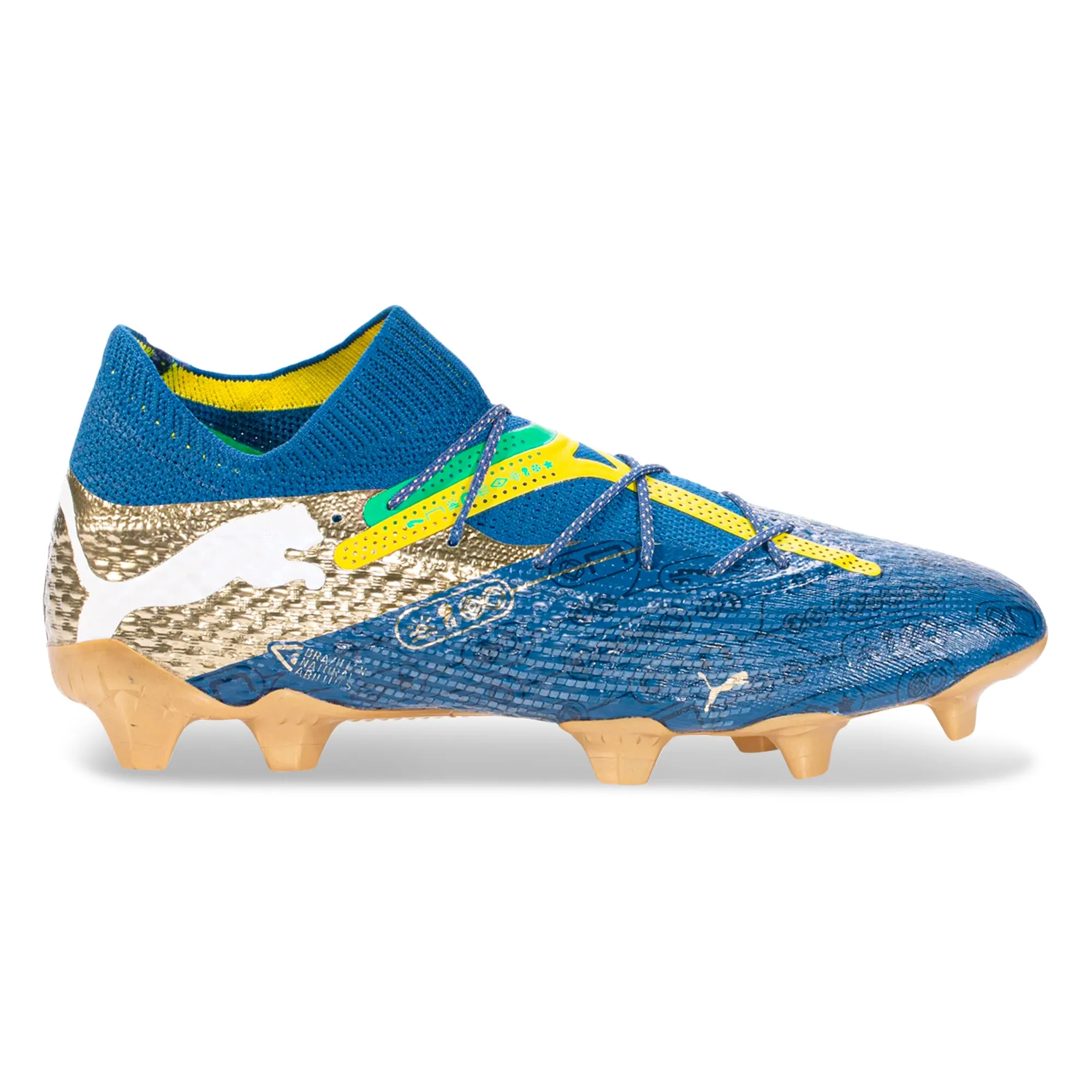 Durable Build Puma Future 7 Ultimate NJR FG/AG Soccer Cleats (Saline Blue/Pele Yellow/Grassy Green)