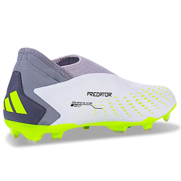 adidas Predator Accuracy.3 LL Laceless Firm Ground Soccer Cleats (White/Lucid Lemon) Fast Recovery