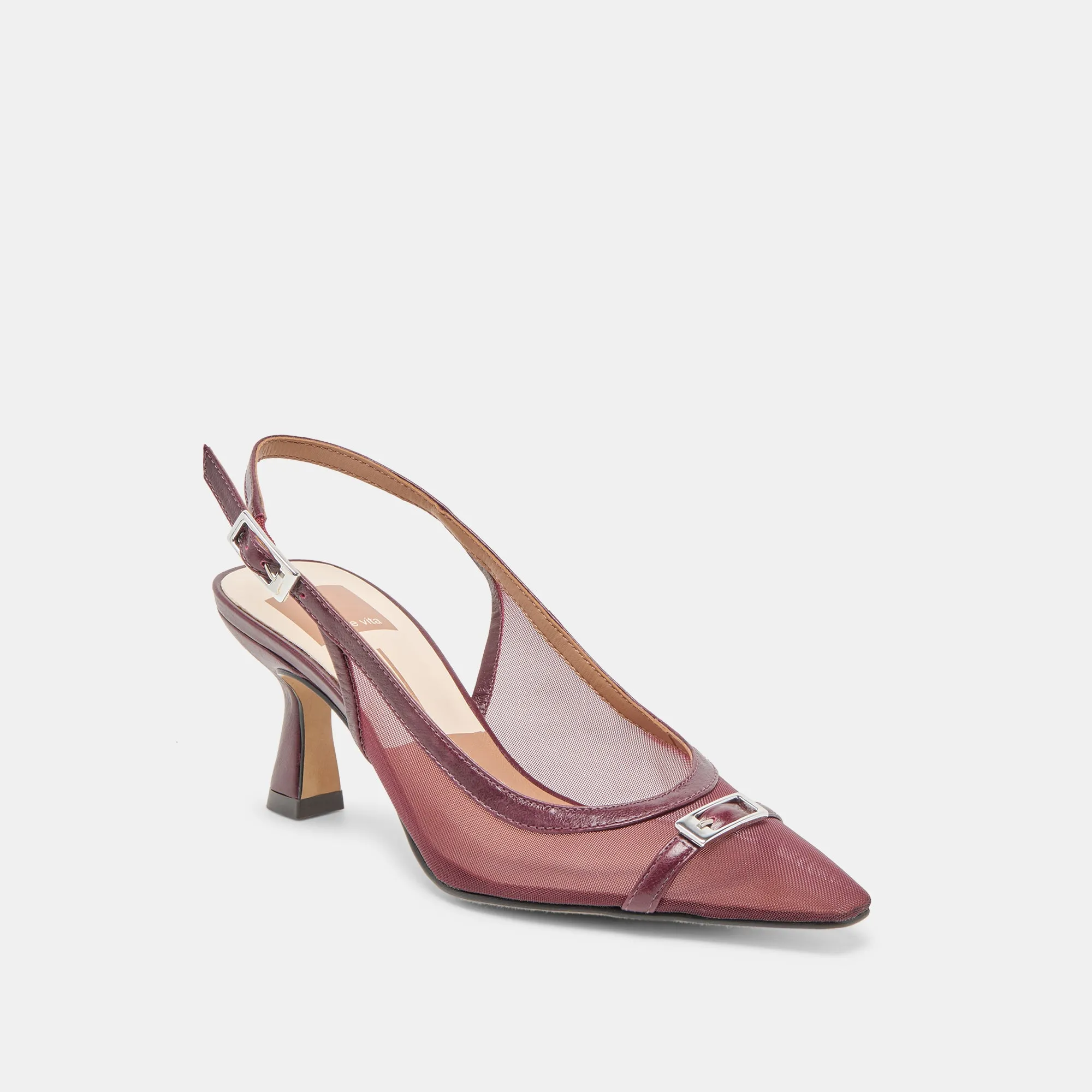 LORINE HEELS BURGUNDY MESH Durable Sole Embellished Wedding Shoes