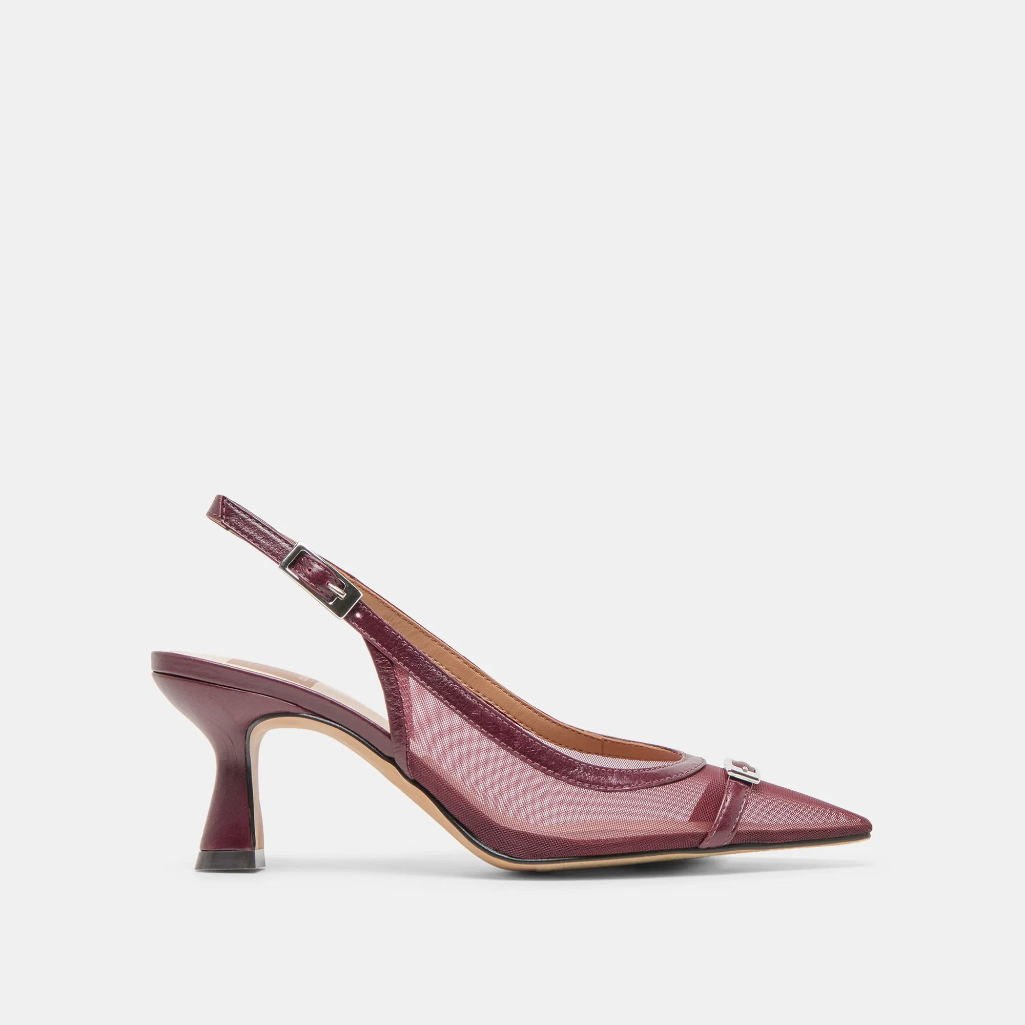 LORINE HEELS BURGUNDY MESH Glitter Heeled Boots Sleek Leather Pumps