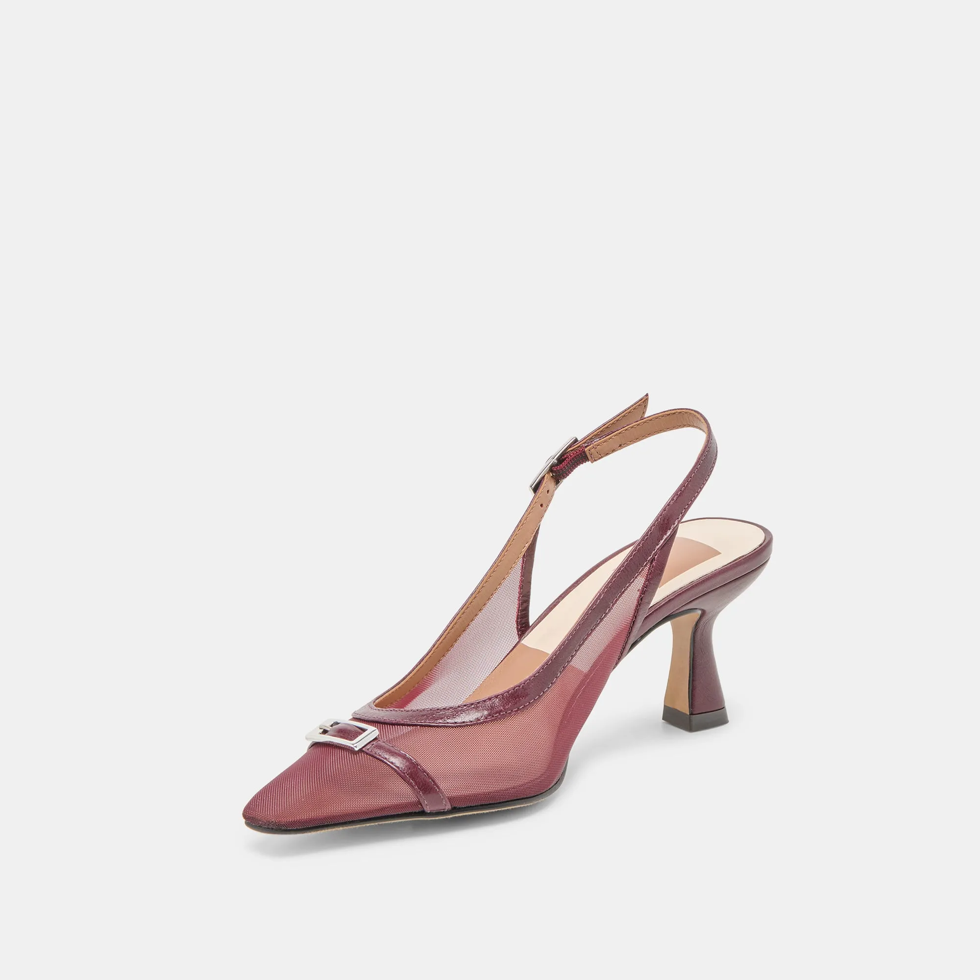 LORINE HEELS BURGUNDY MESH Easy To Clean