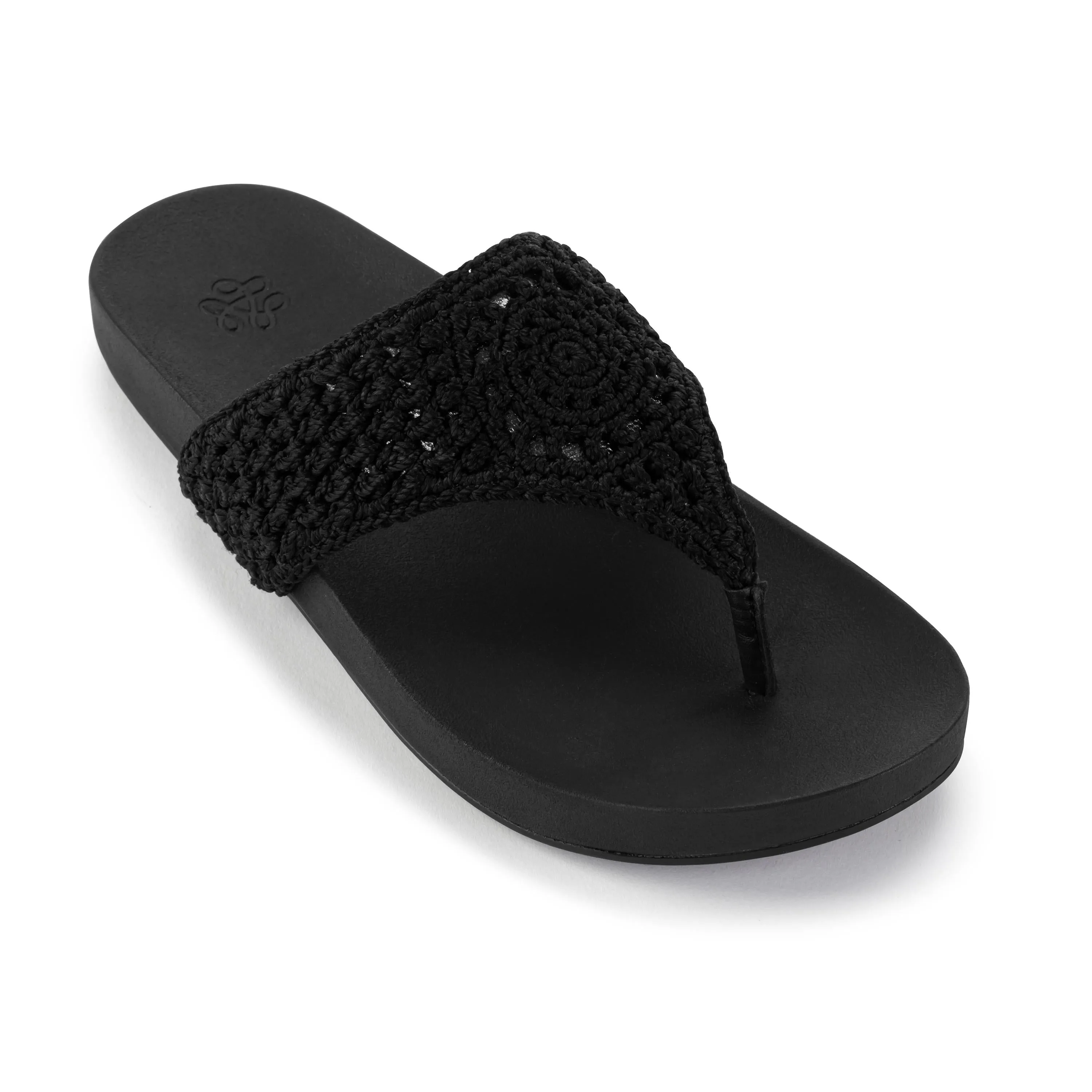 Calm Step Everly Sandal - Hand Crochet - Black Medallion