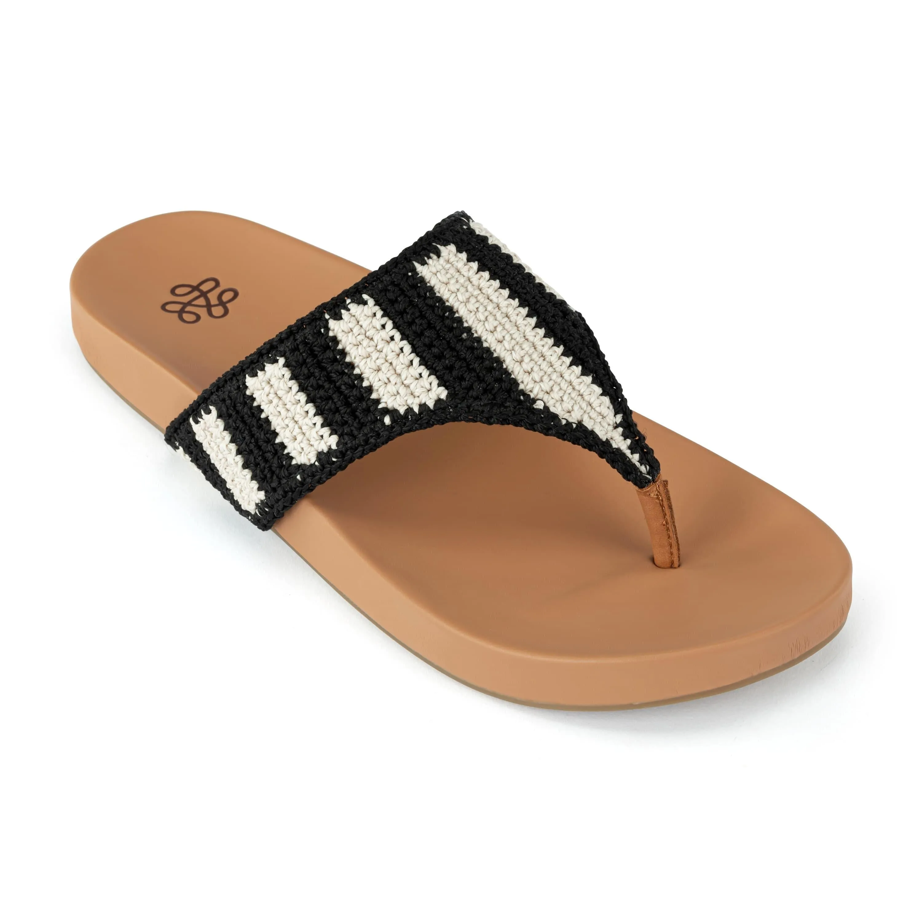 Galaxy Tone Everly Sandal - Hand Crochet - Black Stripe