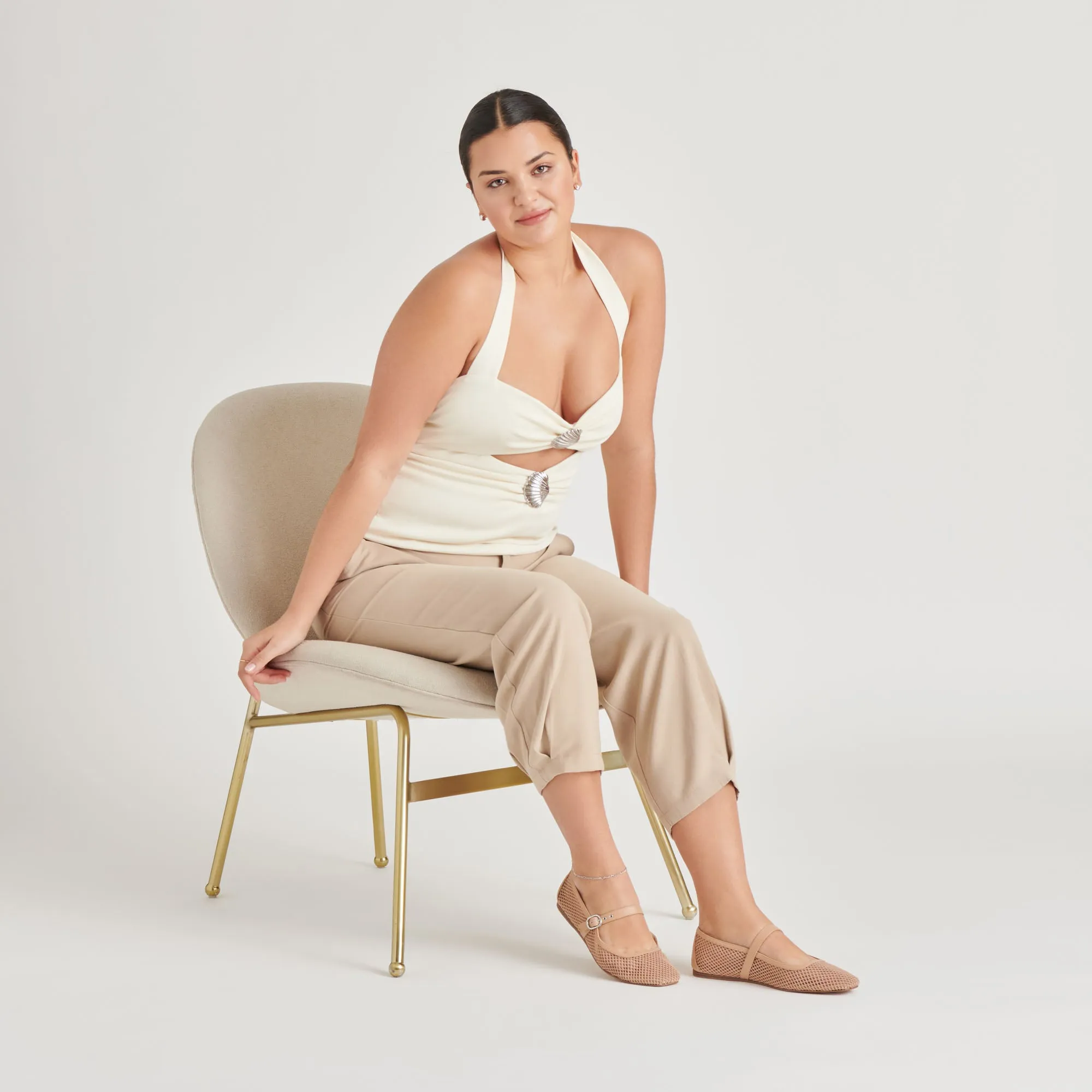 RODNI MESH BALLET FLATS LIGHT TAN WOVEN MESH Fish Step