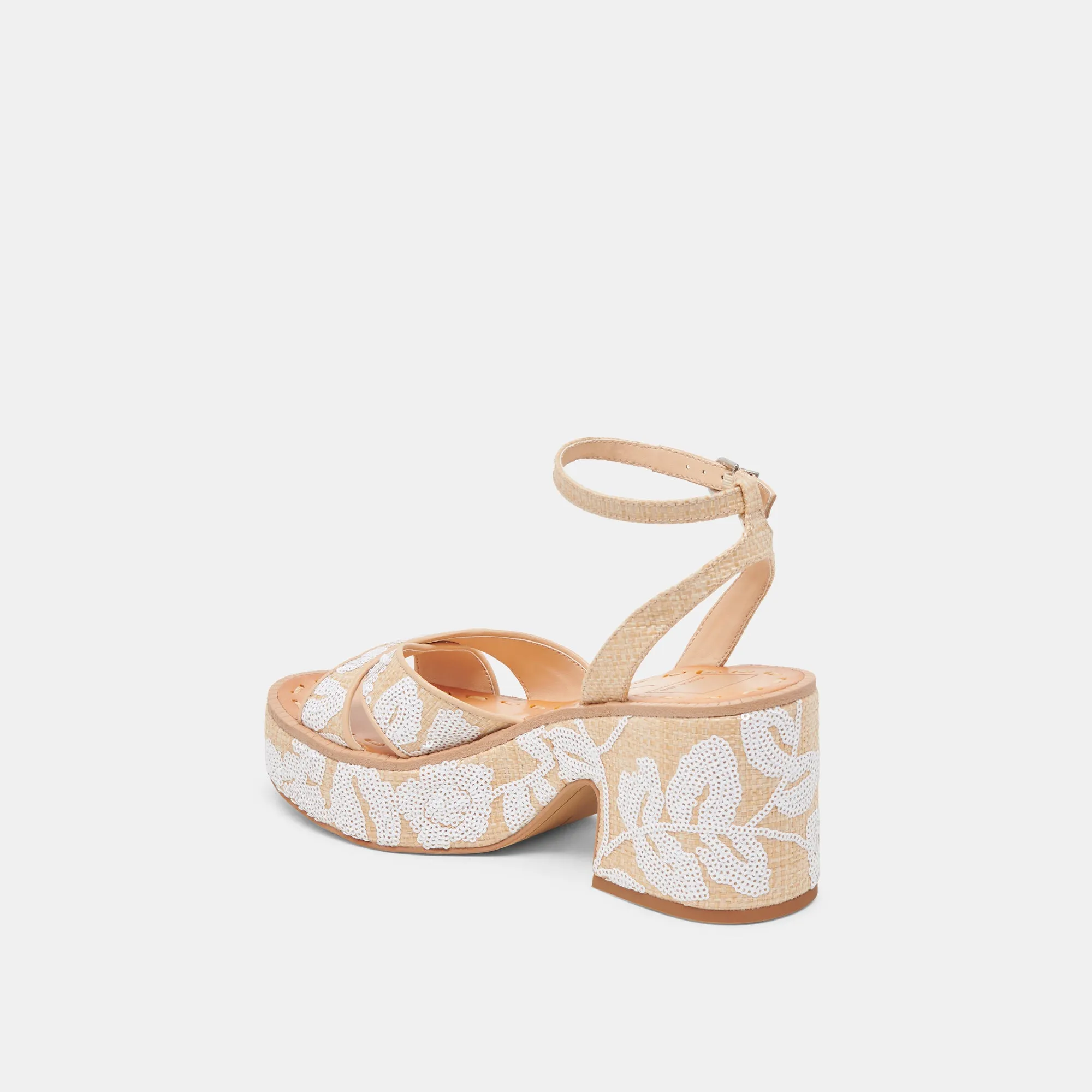 ENIKO HEELS NATURAL MULTI FLORAL SEQUIN Statement Heels Designer Wedding Shoes