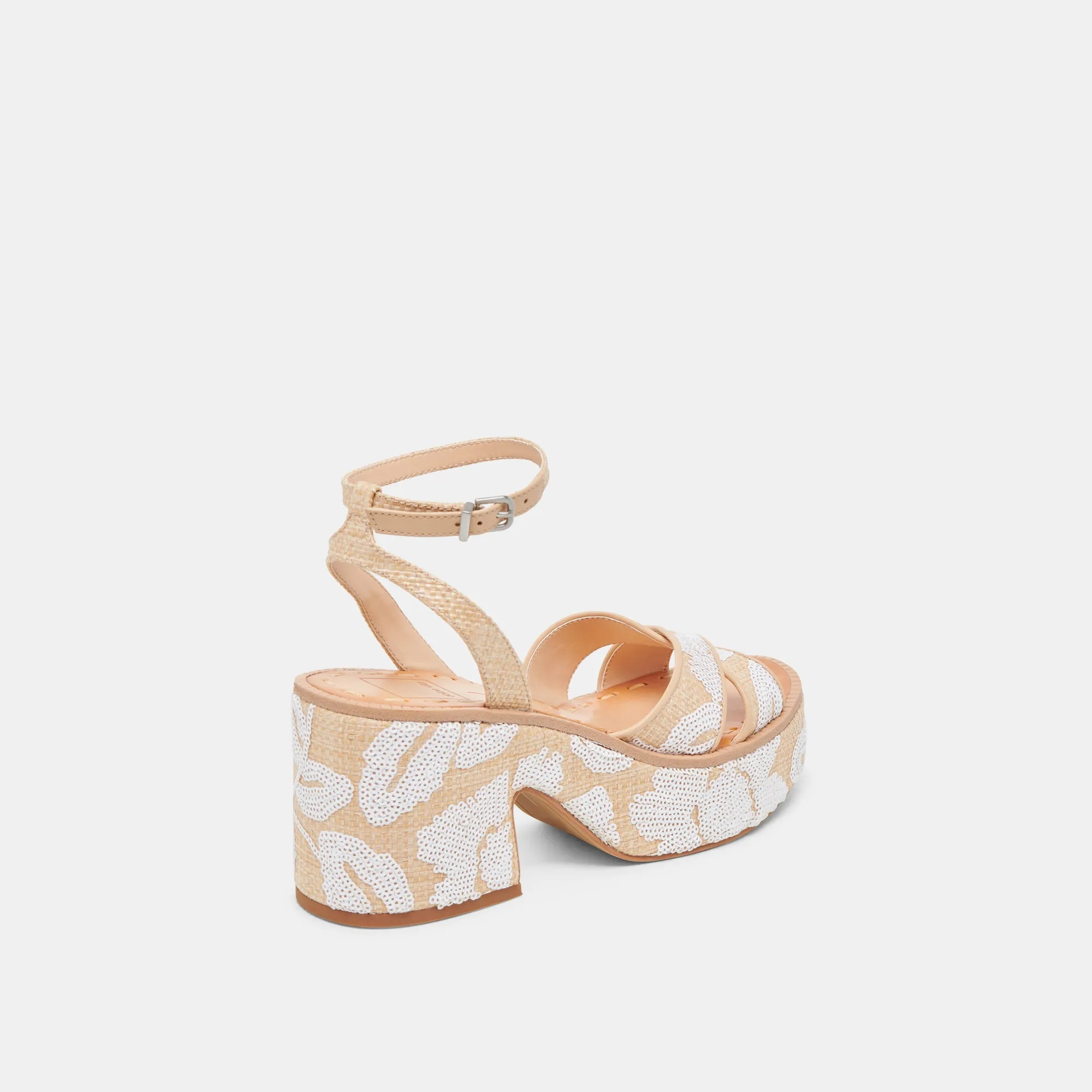 ENIKO HEELS NATURAL MULTI FLORAL SEQUIN Fashion Heels for Party