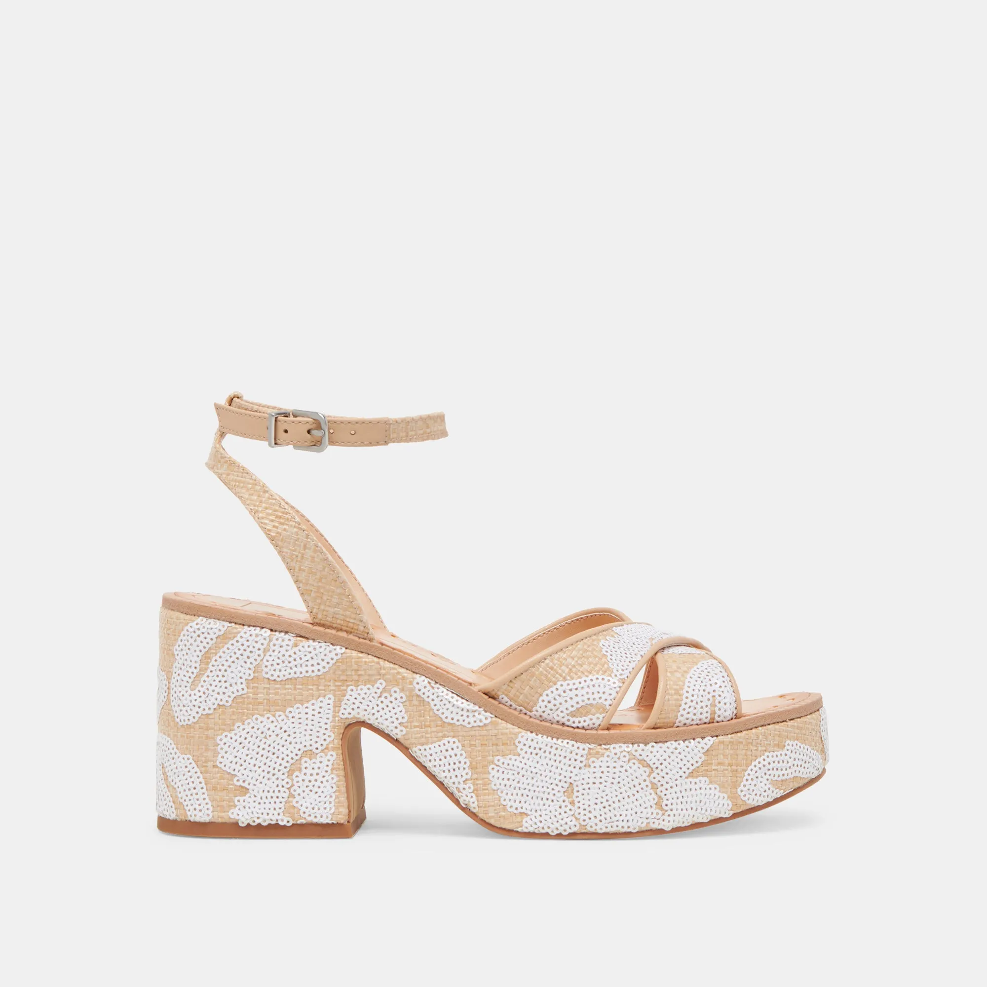 ENIKO HEELS NATURAL MULTI FLORAL SEQUIN Performance