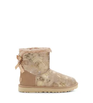 UGG Mini Bailey Bow Gold Wash Leather