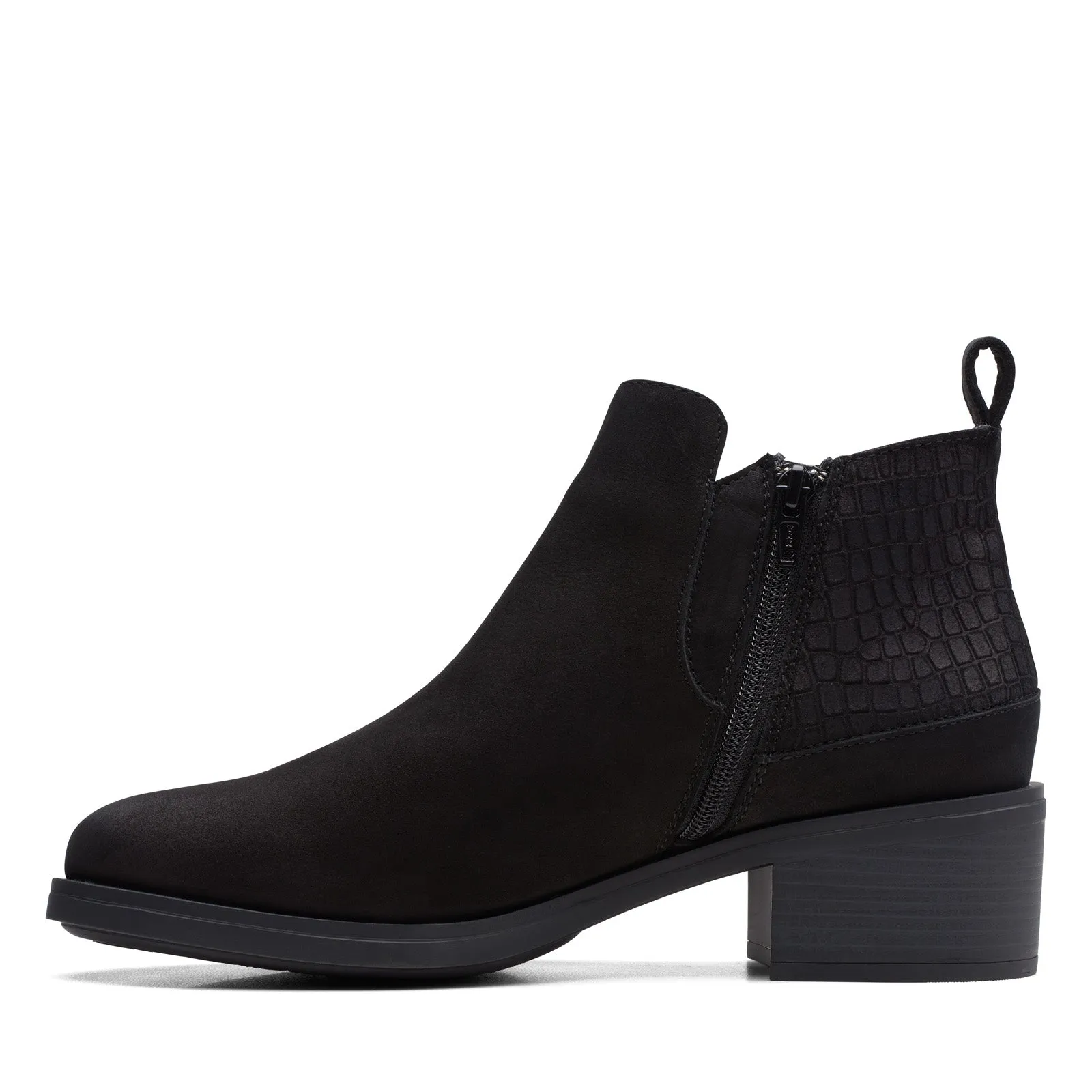 Flexible Material Daily Ready Clarks Memi Zip 26168009 Womens Black Leather Zipper Ankle & Booties Boots