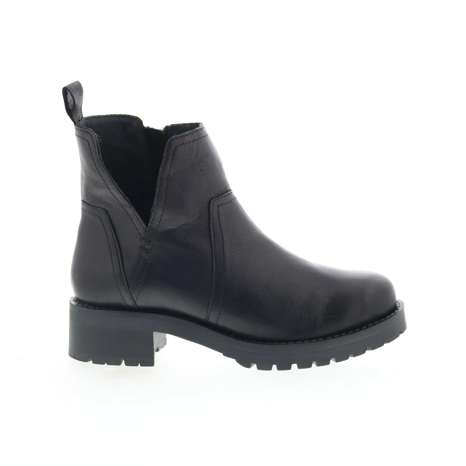 Miz Mooz Poolie Womens Black Leather Zipper Ankle & Booties Boots Climber Comfort Padding