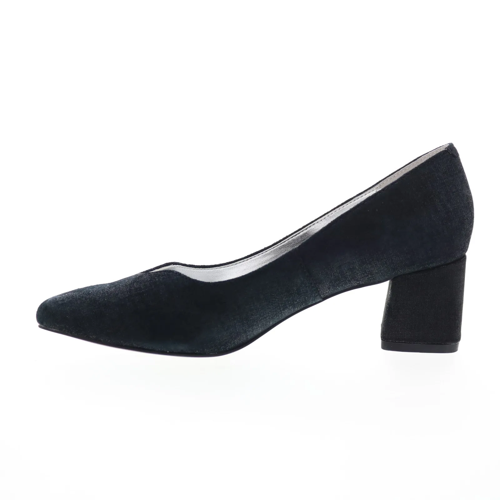 David Tate Creative Womens Black Narrow Leather Slip On Block Heels Shoes Smart Office Shoes Holiday Party Footwear