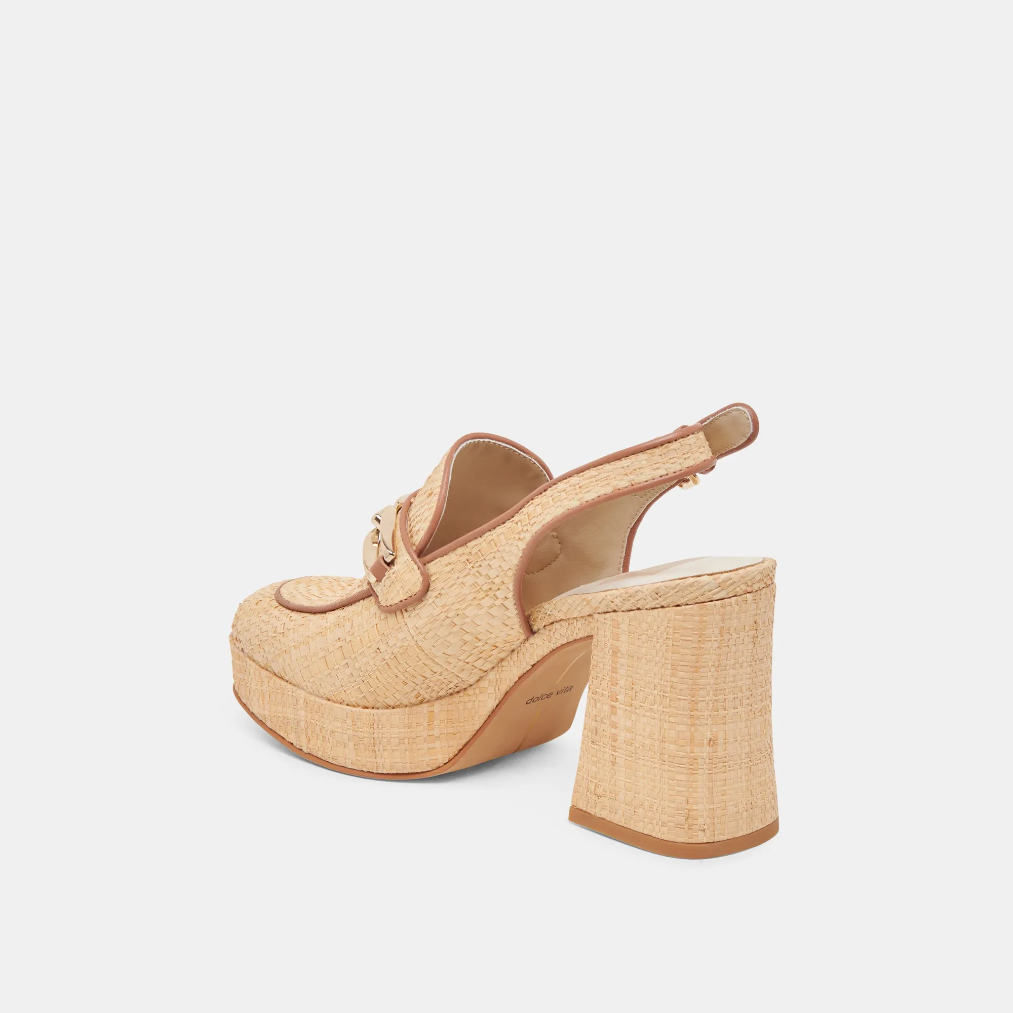 SIRUS HEELS LT NATURAL RAFFIA Vintage Style Heels Slip-On Heels