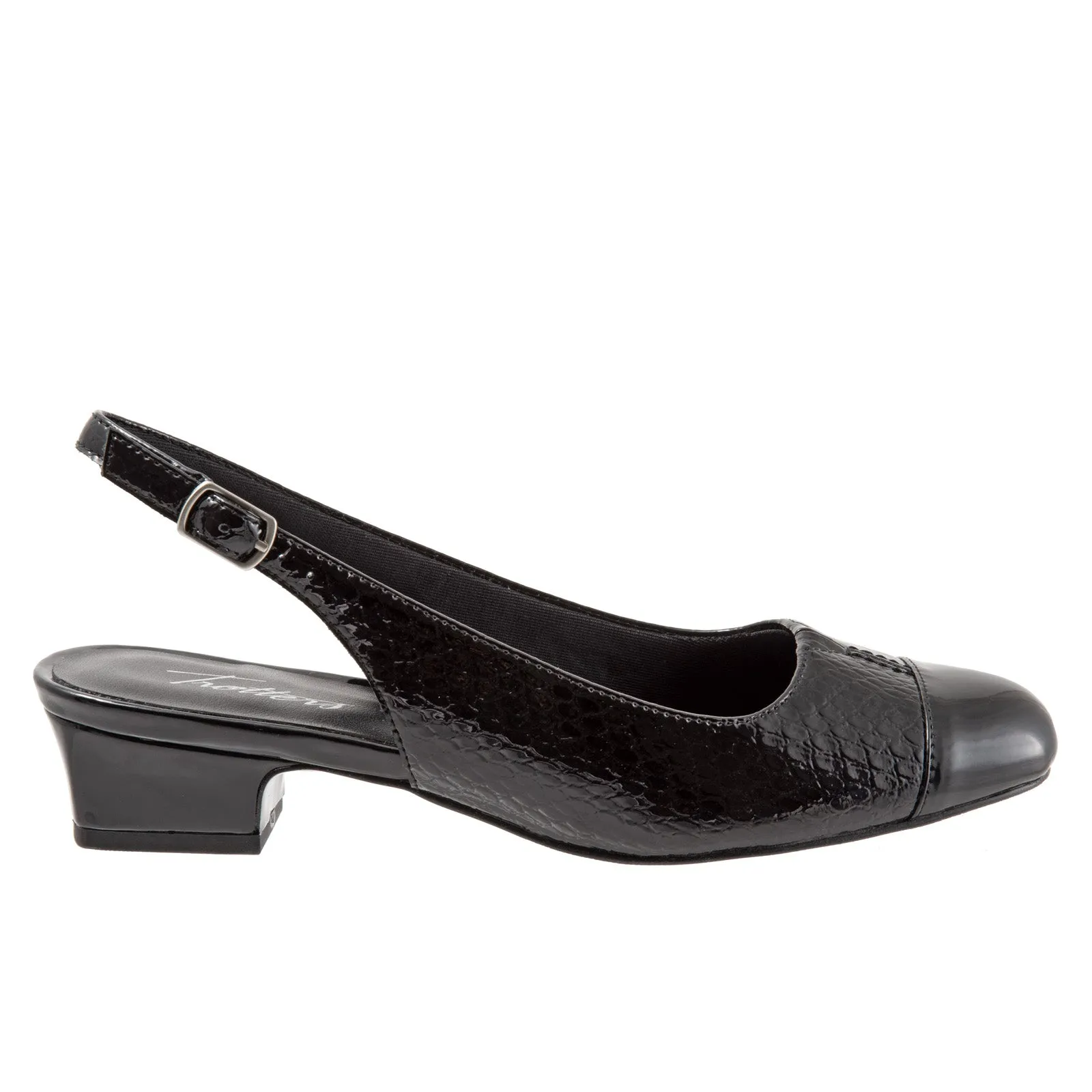 Trotters Dea T7001-018 Womens Black Narrow Leather Slingback Heels Shoes Modern Design