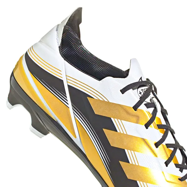 adidas Gamemode Firm Ground Soccer Cleats (Cloud White/Gold Metallic) Ergonomic Shape