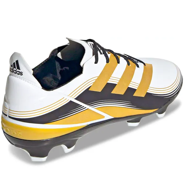 Foot Flow adidas Gamemode Firm Ground Soccer Cleats (Cloud White/Gold Metallic)