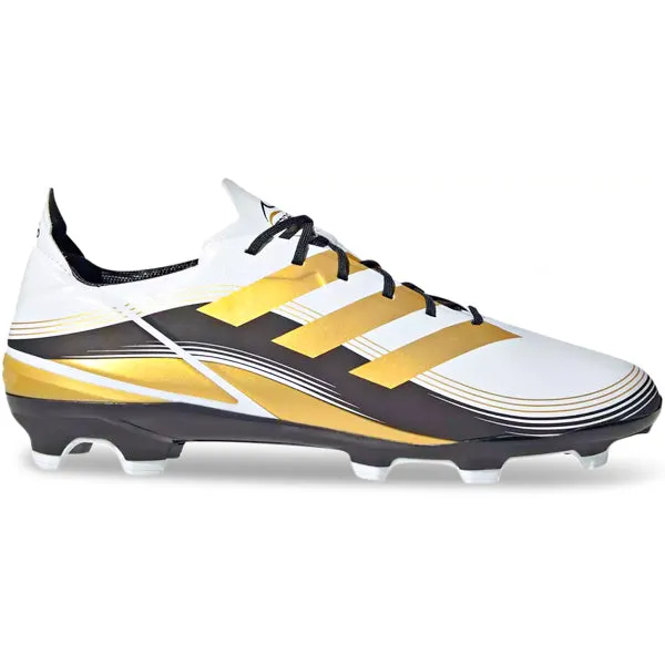 adidas Gamemode Firm Ground Soccer Cleats (Cloud White/Gold Metallic) Touch Focus