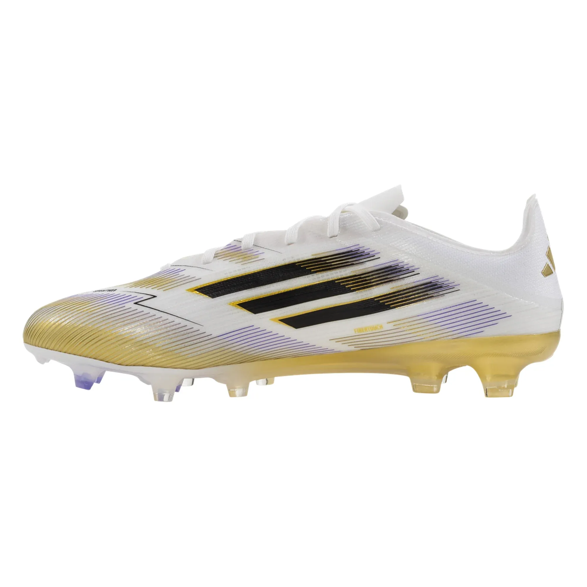 adidas F50 Pro Firm Ground Soccer Cleats (White/Black/Gold Metallic) Target Lock