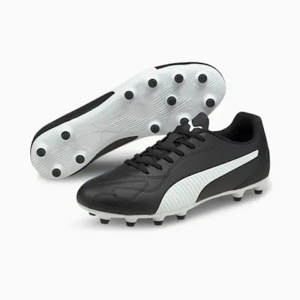 Puma Monarch II FG/AG Soccer Cleats (Puma Black/White) On Field