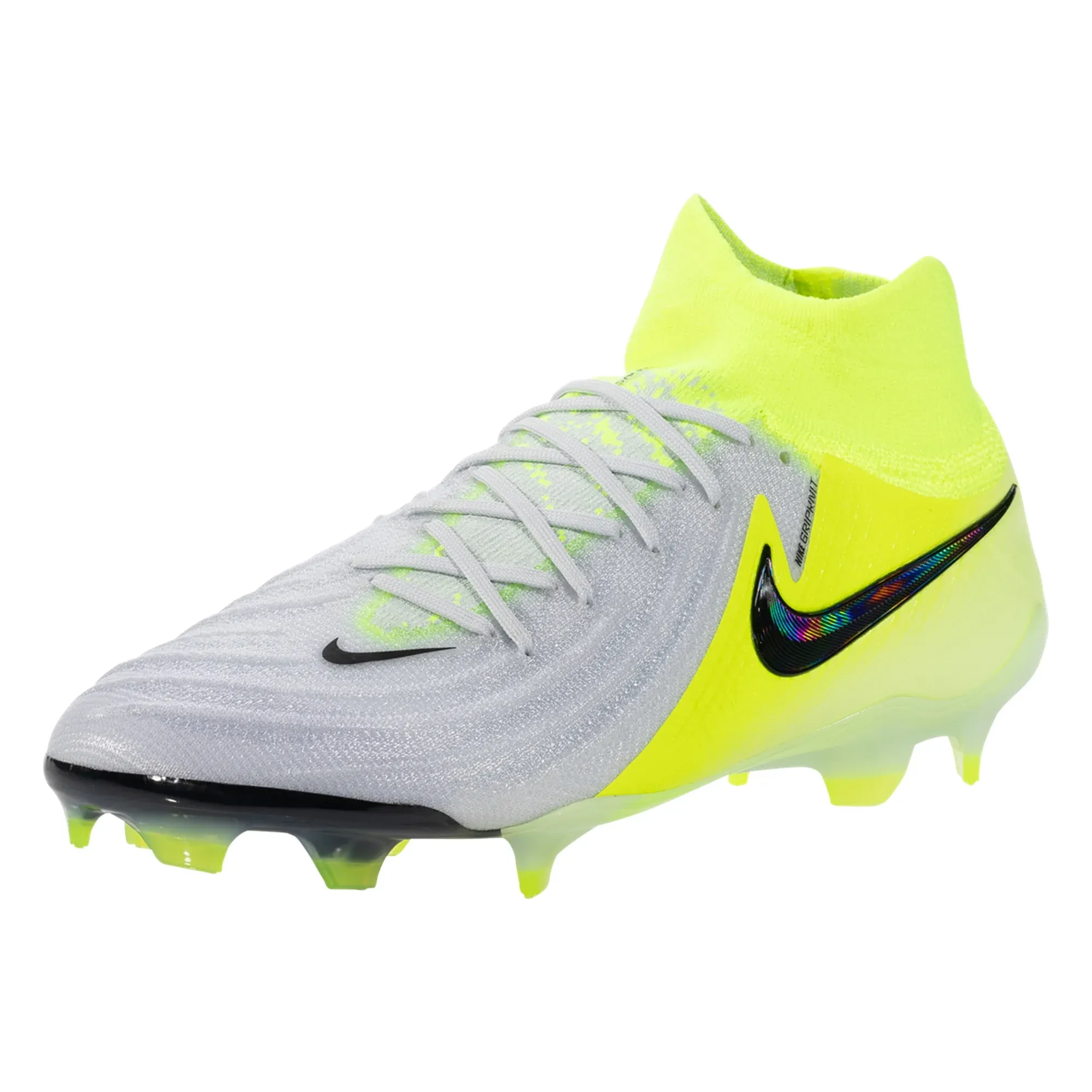 Nike Phantom Luna II Elite FG Soccer Cleats (Metallic Slver/Black-Volt) Padded Ankle Core Workout
