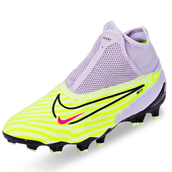Quick Step Nike Phantom GX Pro DF Firm Ground Soccer Cleats (Barely Volt/Gridiron)