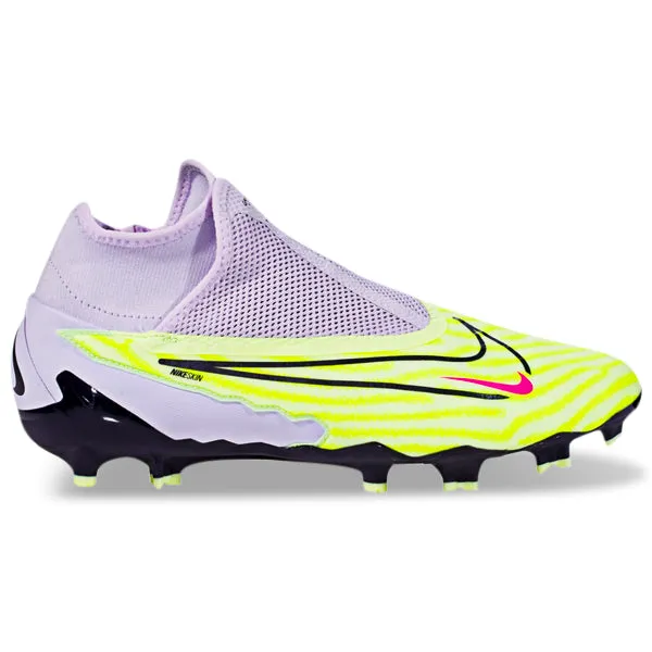 Nike Phantom GX Pro DF Firm Ground Soccer Cleats (Barely Volt/Gridiron) Breath Zone Motion control