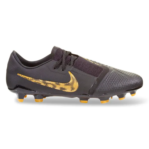 Turf Focus Agility Grip Nike Phantom Venom Pro FG Firm Ground Soccer Cleats (Black/Metallic Vivid Gold)