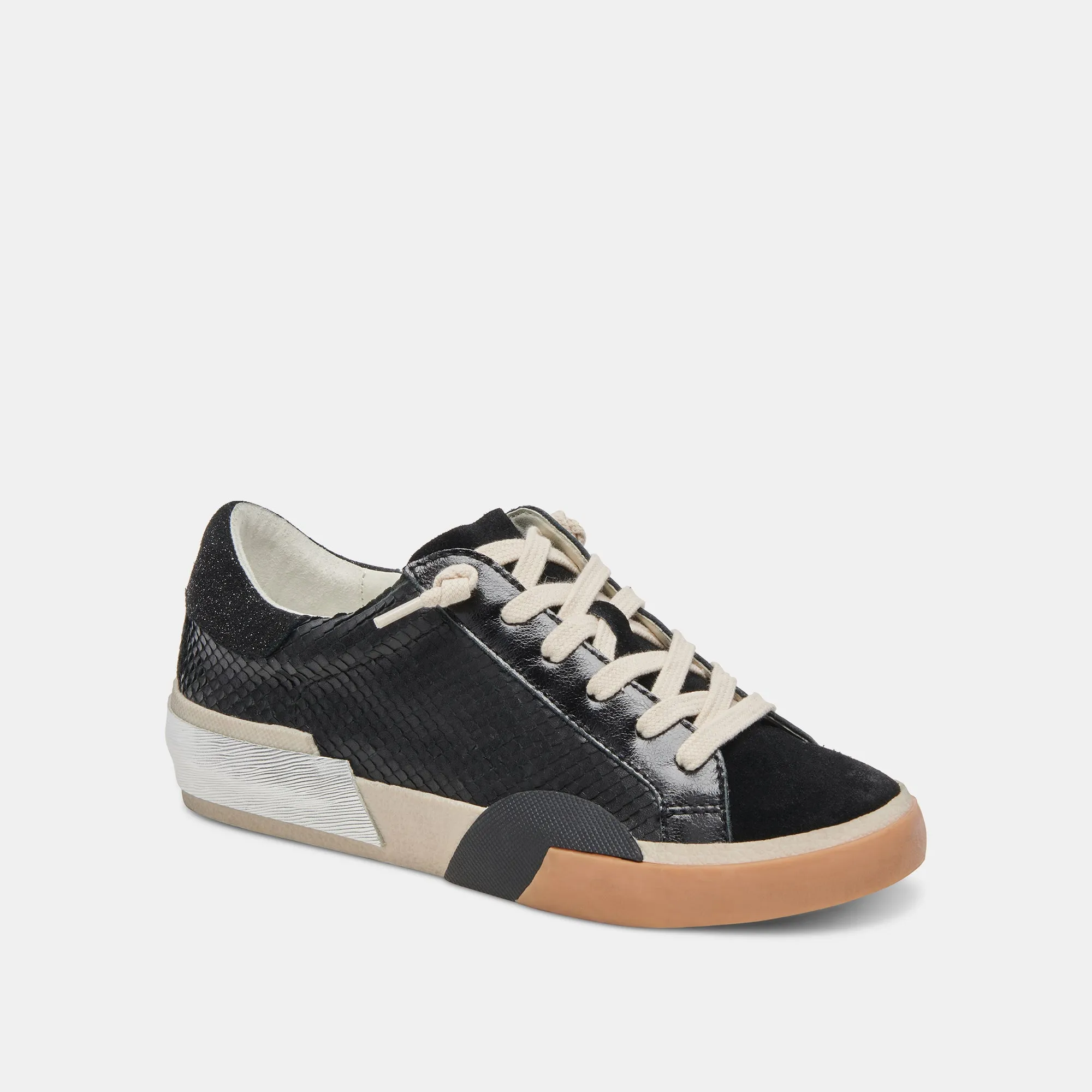 ZINA WIDE SNEAKERS ONYX EMBOSSED LEATHER Fashion-forward style