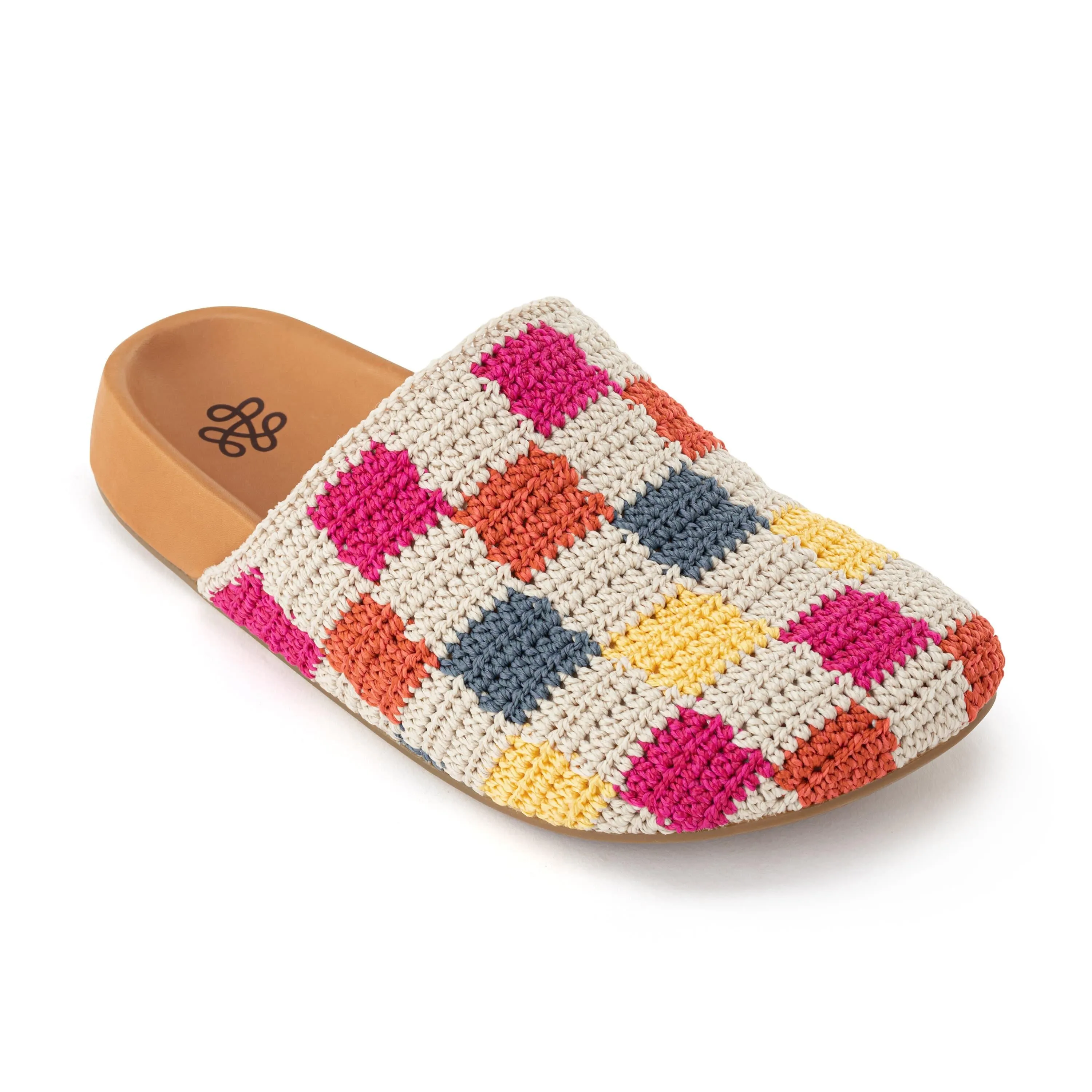 Bold Neon Bolinas Clog - Hand Crochet - Multi Check