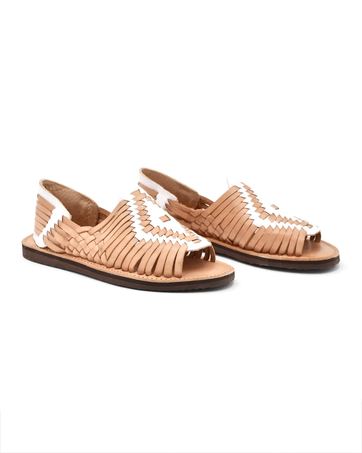 Chamula Chichen Open-Toe White & Tan Huarache Party Glow Comfortable