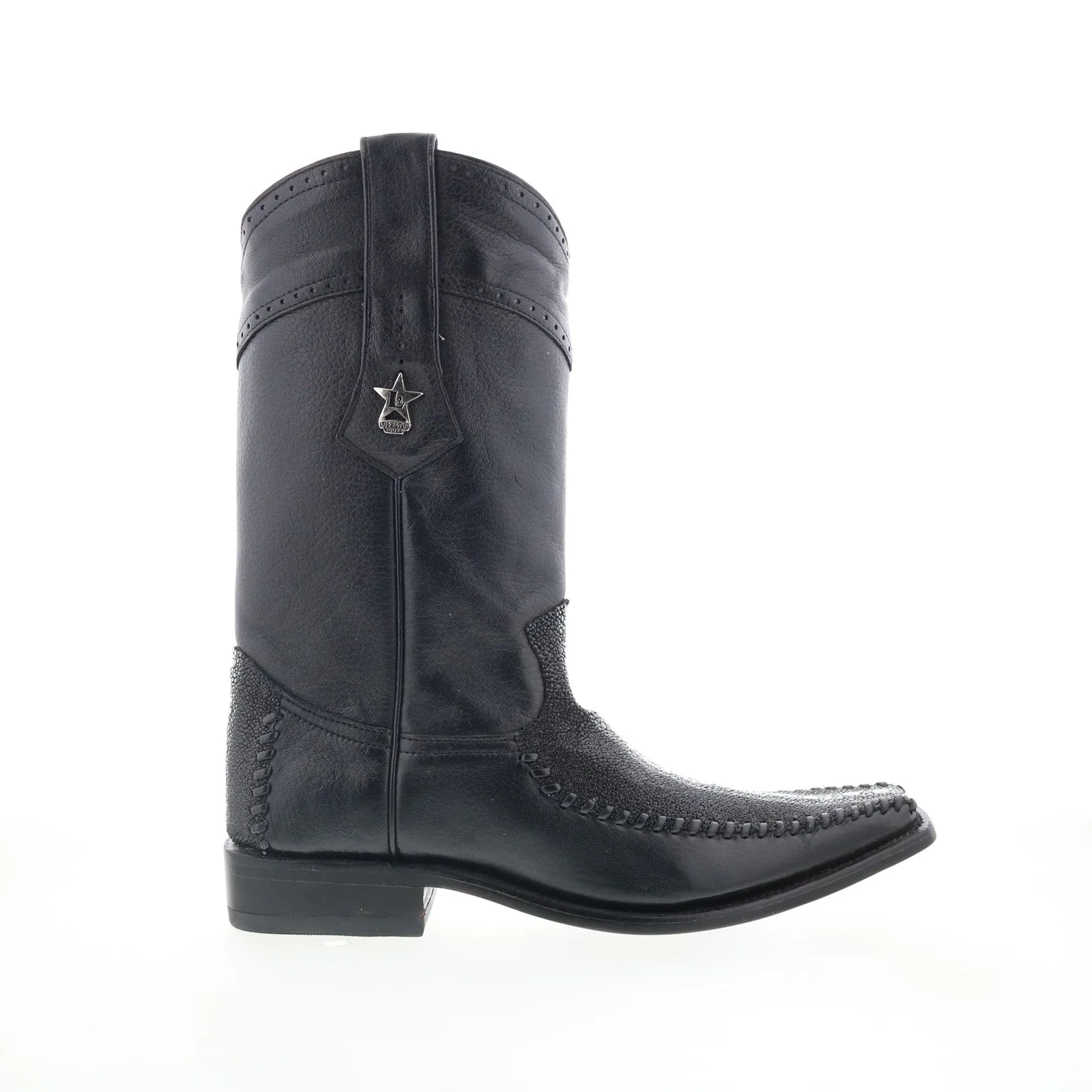 Los Altos European Square Toe 771105 Mens Black Wide Cowboy Western Boots Quick Fit