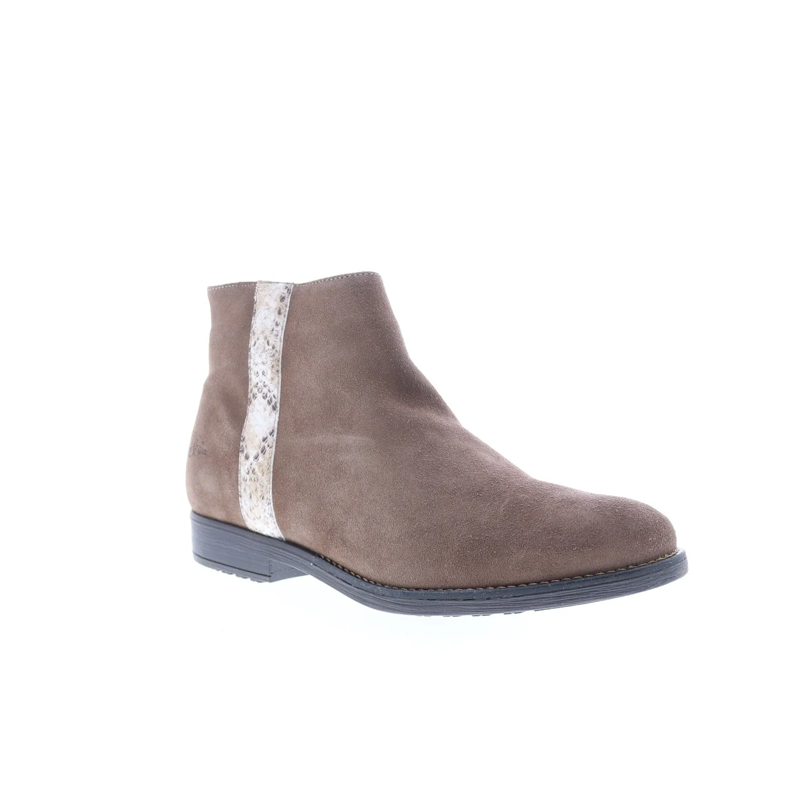 Slip-Resistant Sole Bos. & Co. Rule Womens Brown Suede Zipper Ankle & Booties Boots
