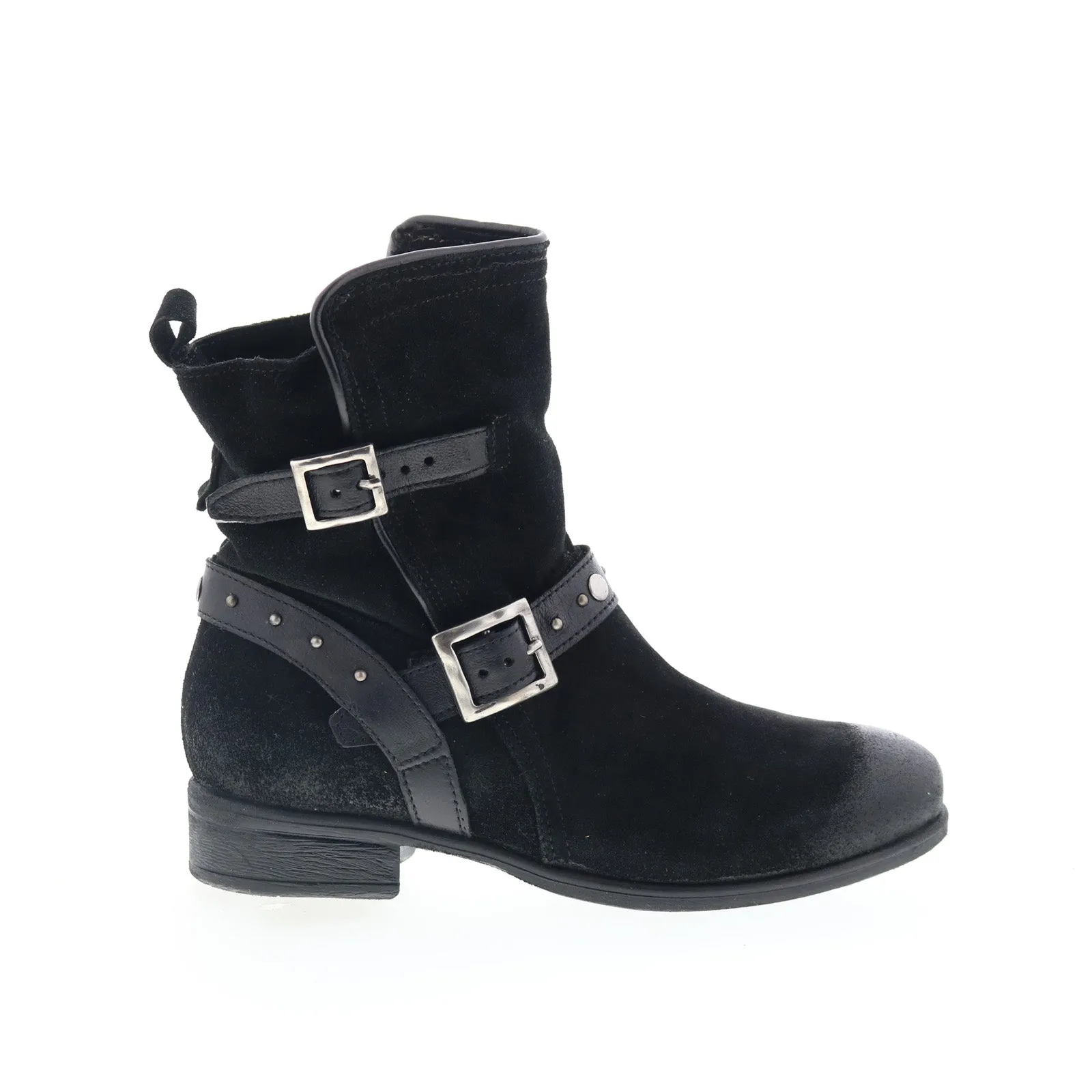 Miz Mooz Sammie Womens Black Suede Zipper Casual Dress Boots Minimalist Style