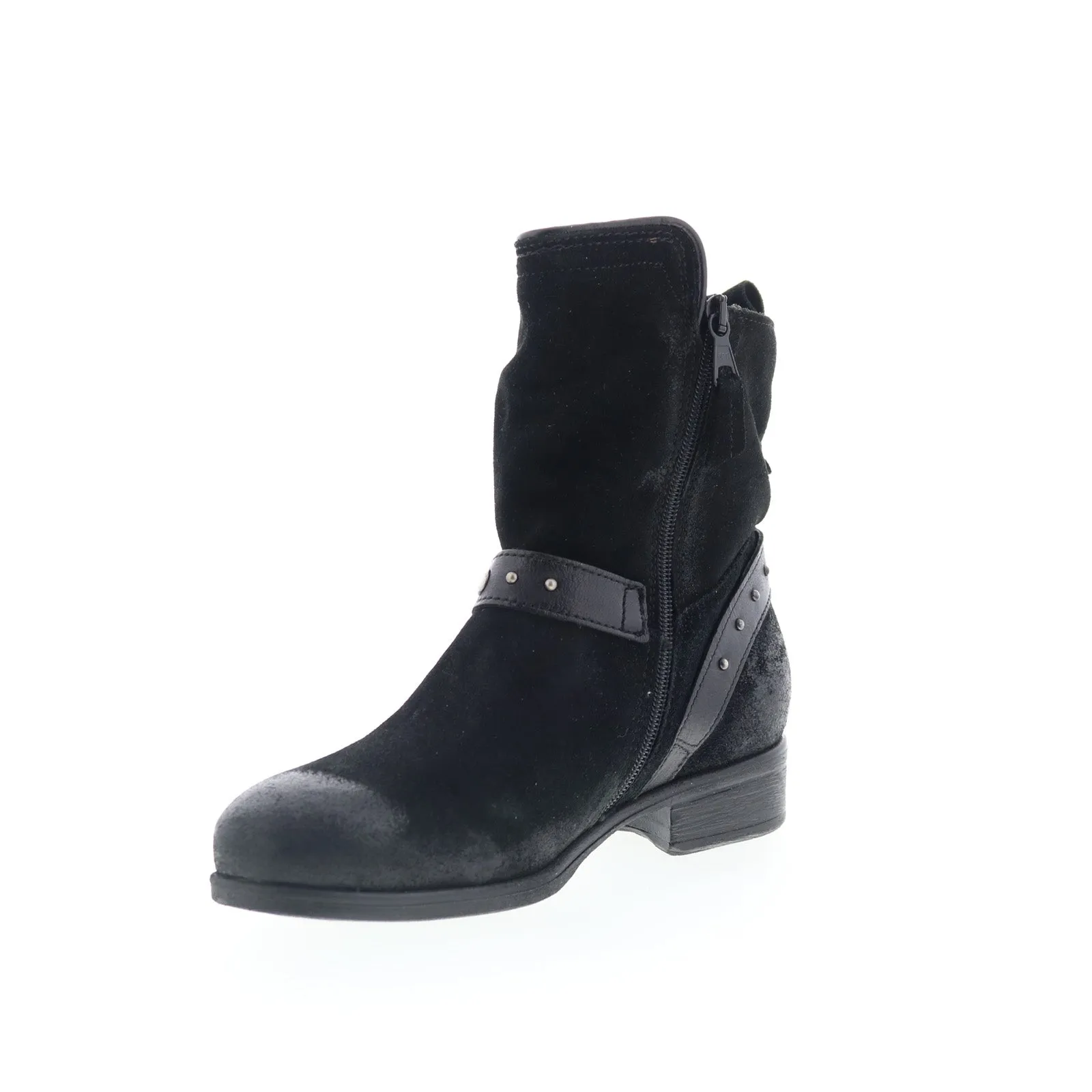 Pull Tab Low Profile Miz Mooz Sammie Womens Black Suede Zipper Casual Dress Boots