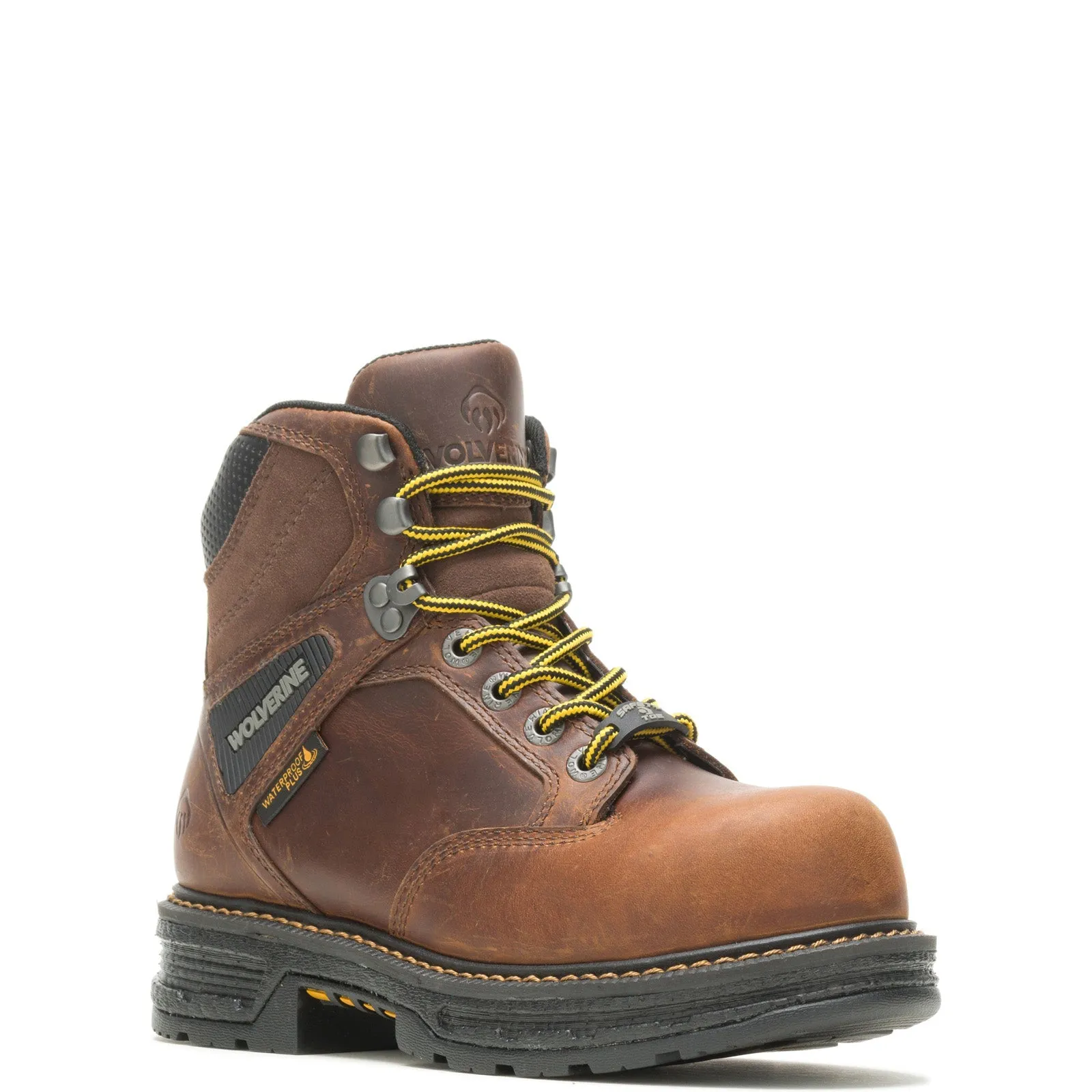 Water-resistant Sporty Design Wolverine Hellcat Ultraspring WP CarbonMax 6" Womens Brown Work Boots