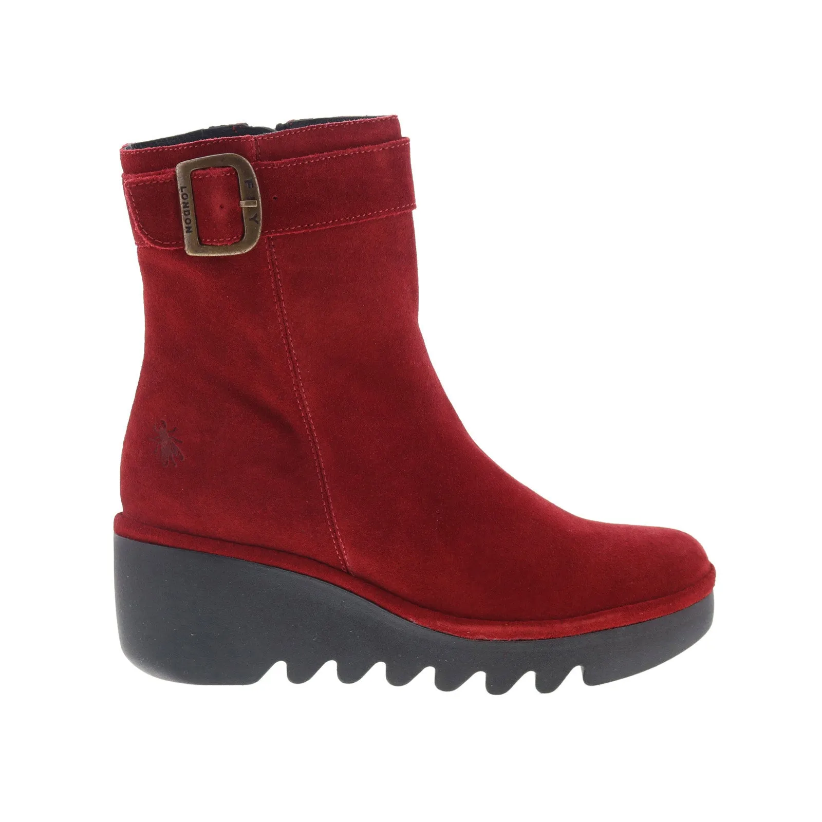 Fly London Bepp BEPP396FLY-013 Womens Red Suede Zipper Casual Dress Boots Durable Stitching