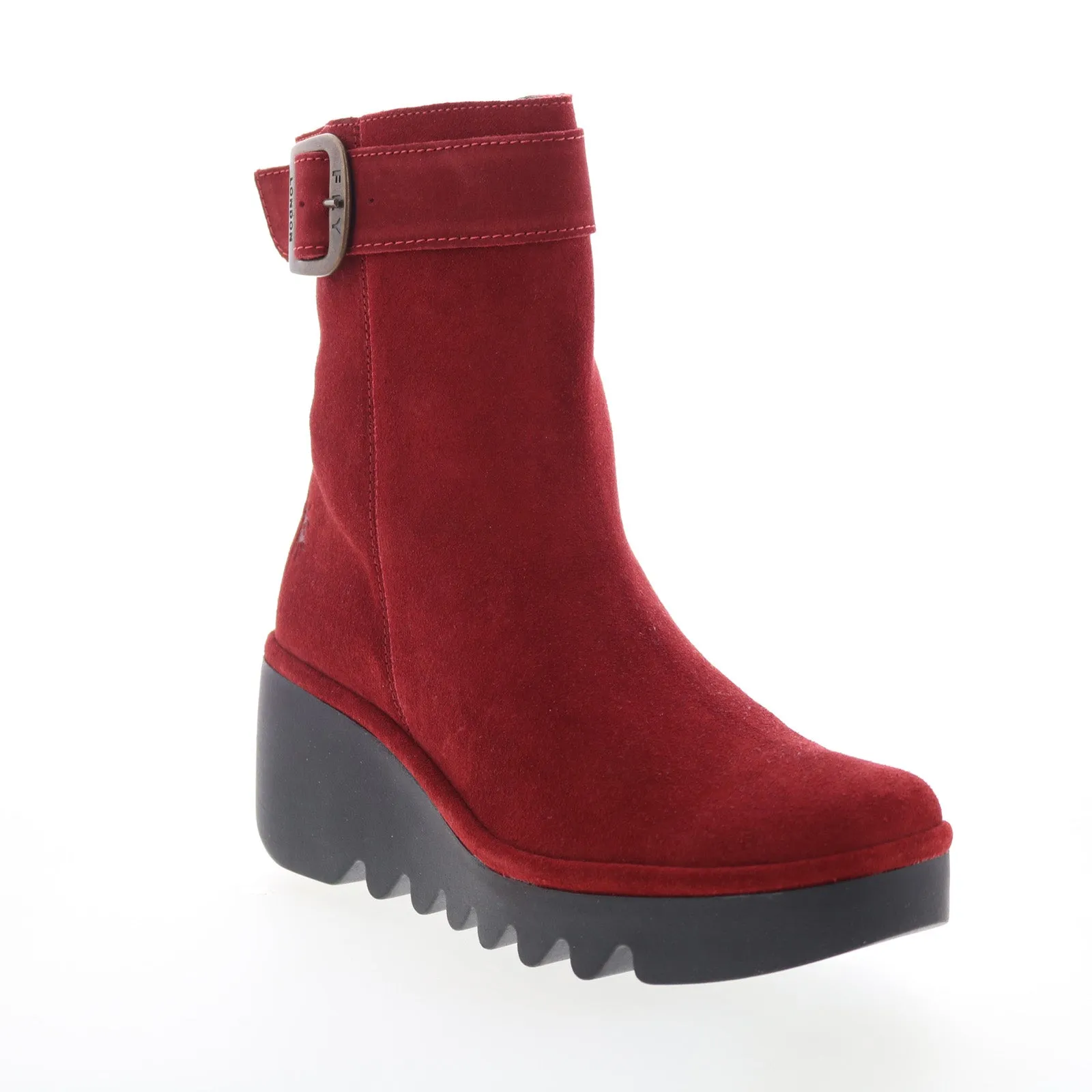 Fly London Bepp BEPP396FLY-013 Womens Red Suede Zipper Casual Dress Boots Heel Support
