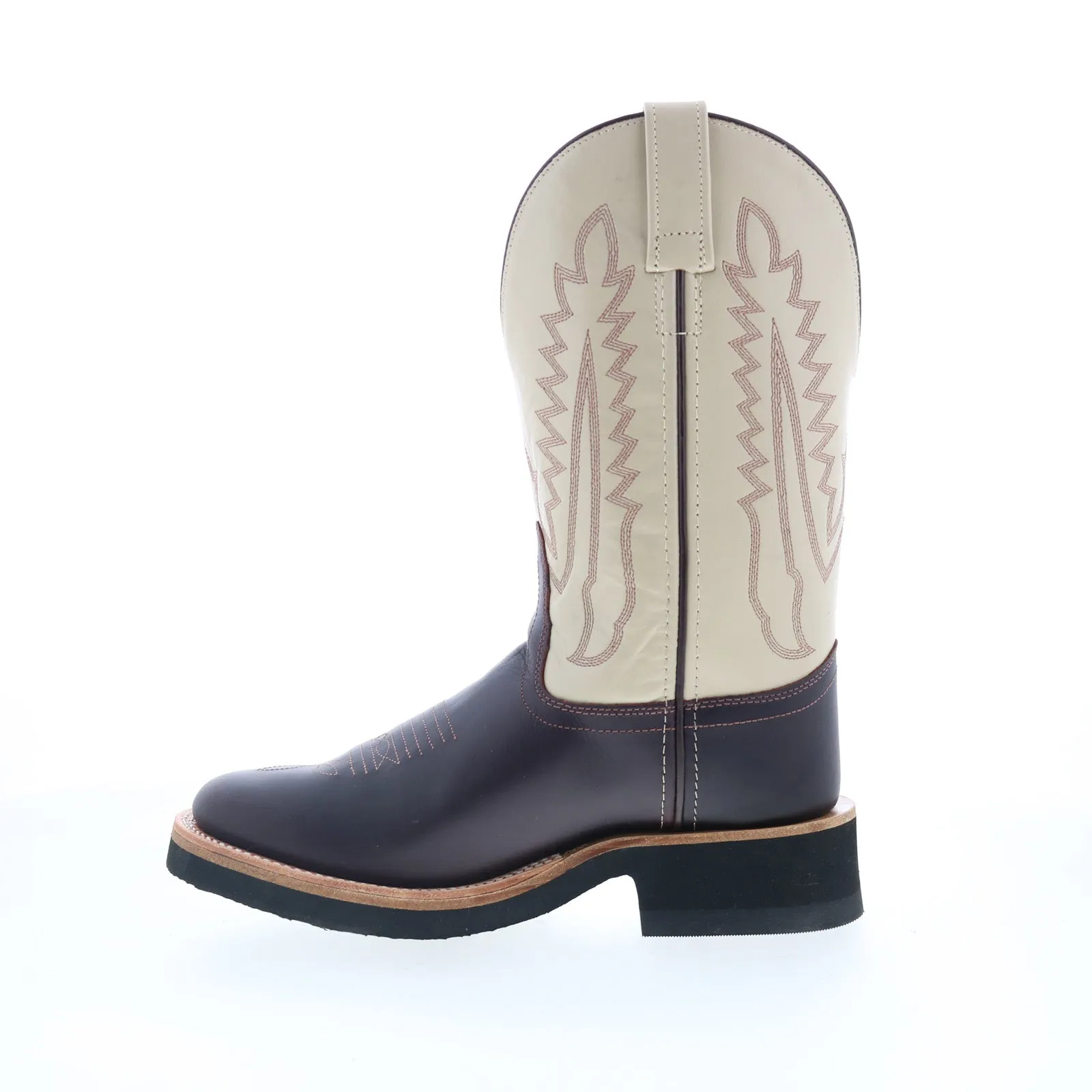 Jama Old West 1642L Womens Brown Leather Slip On Cowboy Western Boots Breathable Sole Shock Absorber