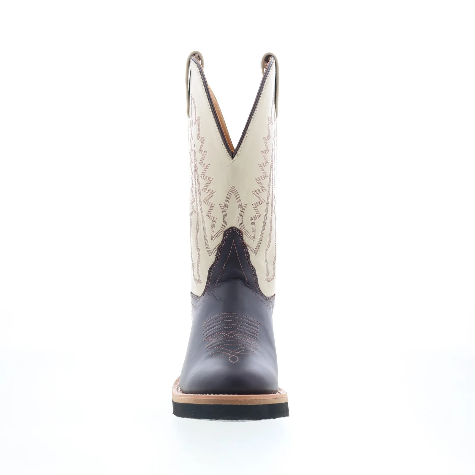 Jama Old West 1642L Womens Brown Leather Slip On Cowboy Western Boots Breathable Upper Heavy Use