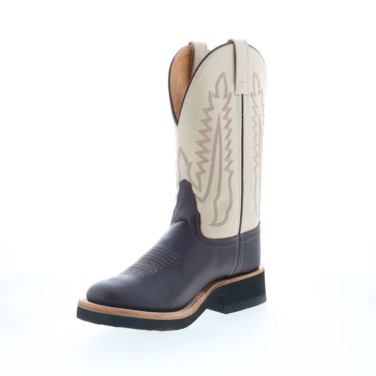 Weekend Ready Jama Old West 1642L Womens Brown Leather Slip On Cowboy Western Boots