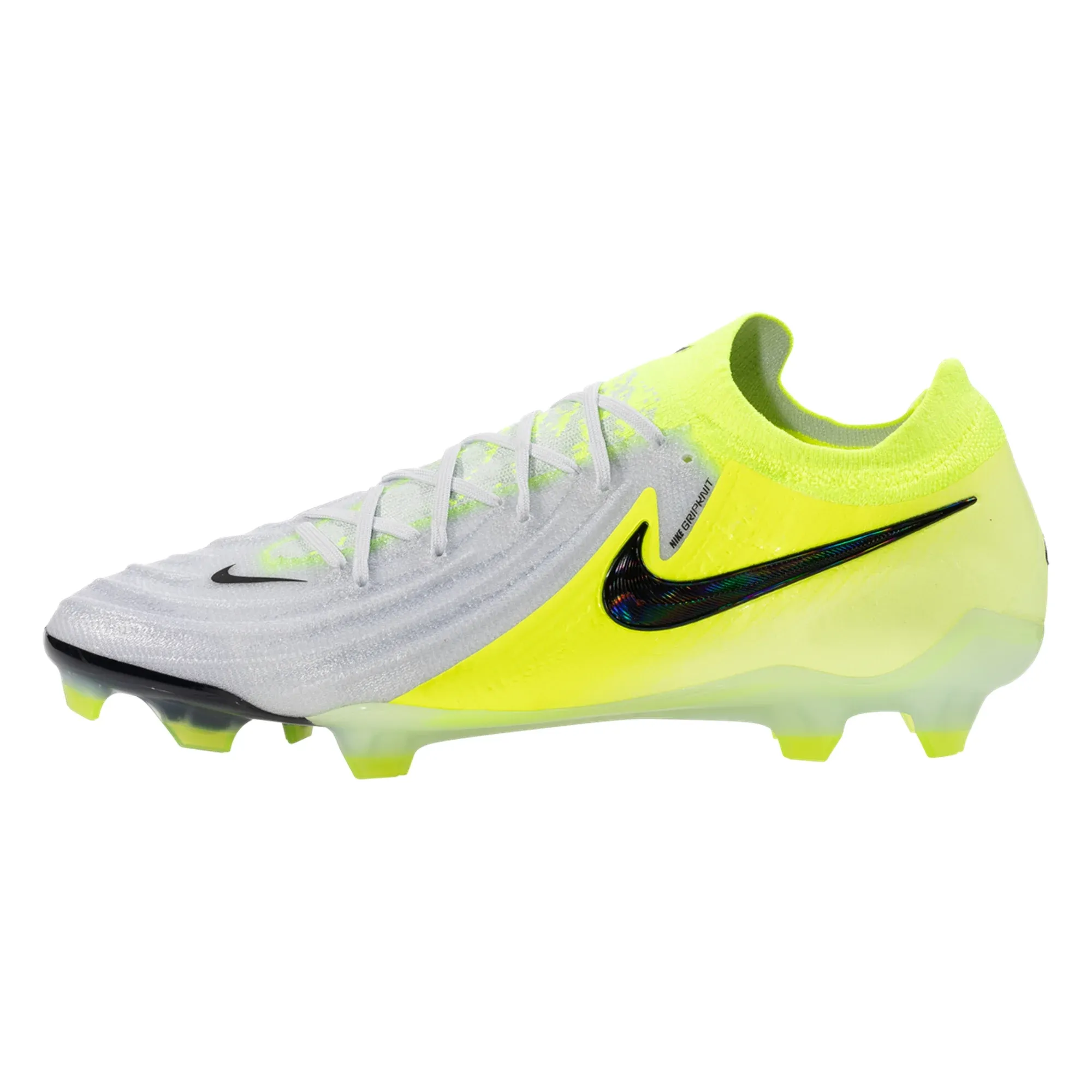 Nike Phantom GX II Elite FG Soccer Cleats (Metallic Silver/Black-Volt) Adult Player
